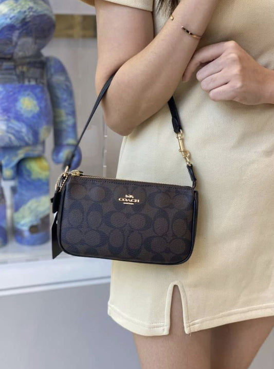 ORIG Preloved Coach Nolita 19 In Signature Canvas Brown Small Bag