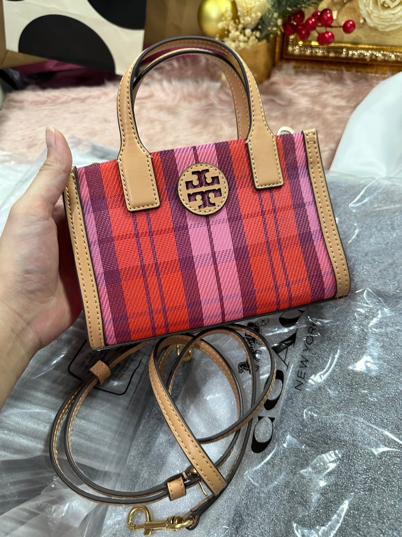 ORIG Preloved Tory Burch Nylon Mesh Mini Tote Pink Bag
