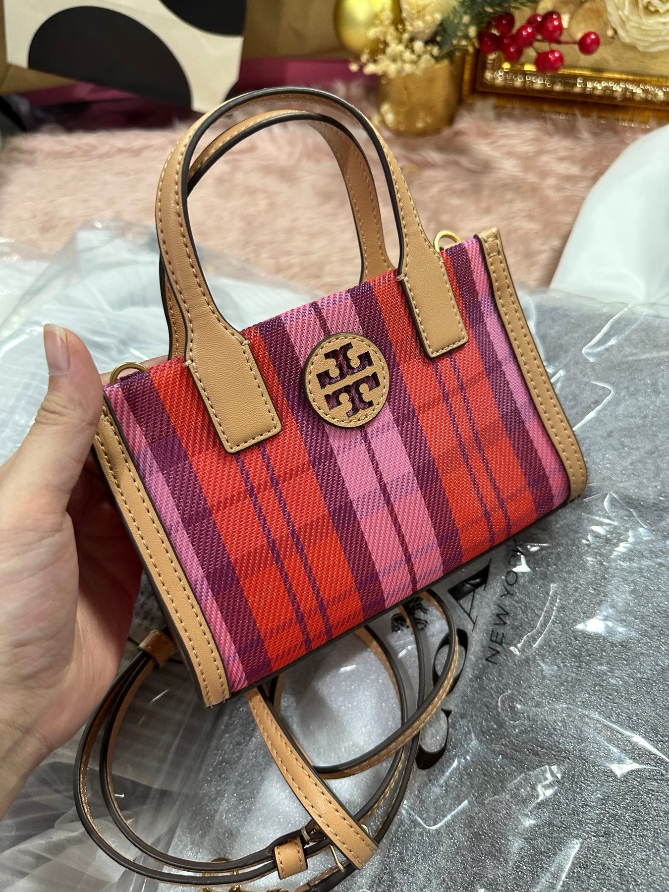 ORIG Preloved Tory Burch Nylon Mesh Mini Tote Pink Bag