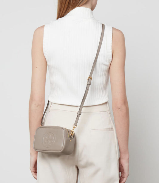 ORIG Preloved Tory Burch Perry Bombe Mini Bag Gray
