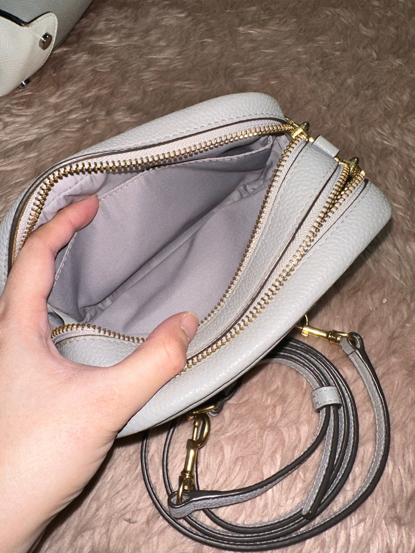 ORIG Preloved Tory Burch Perry Bombe Mini Bag Gray