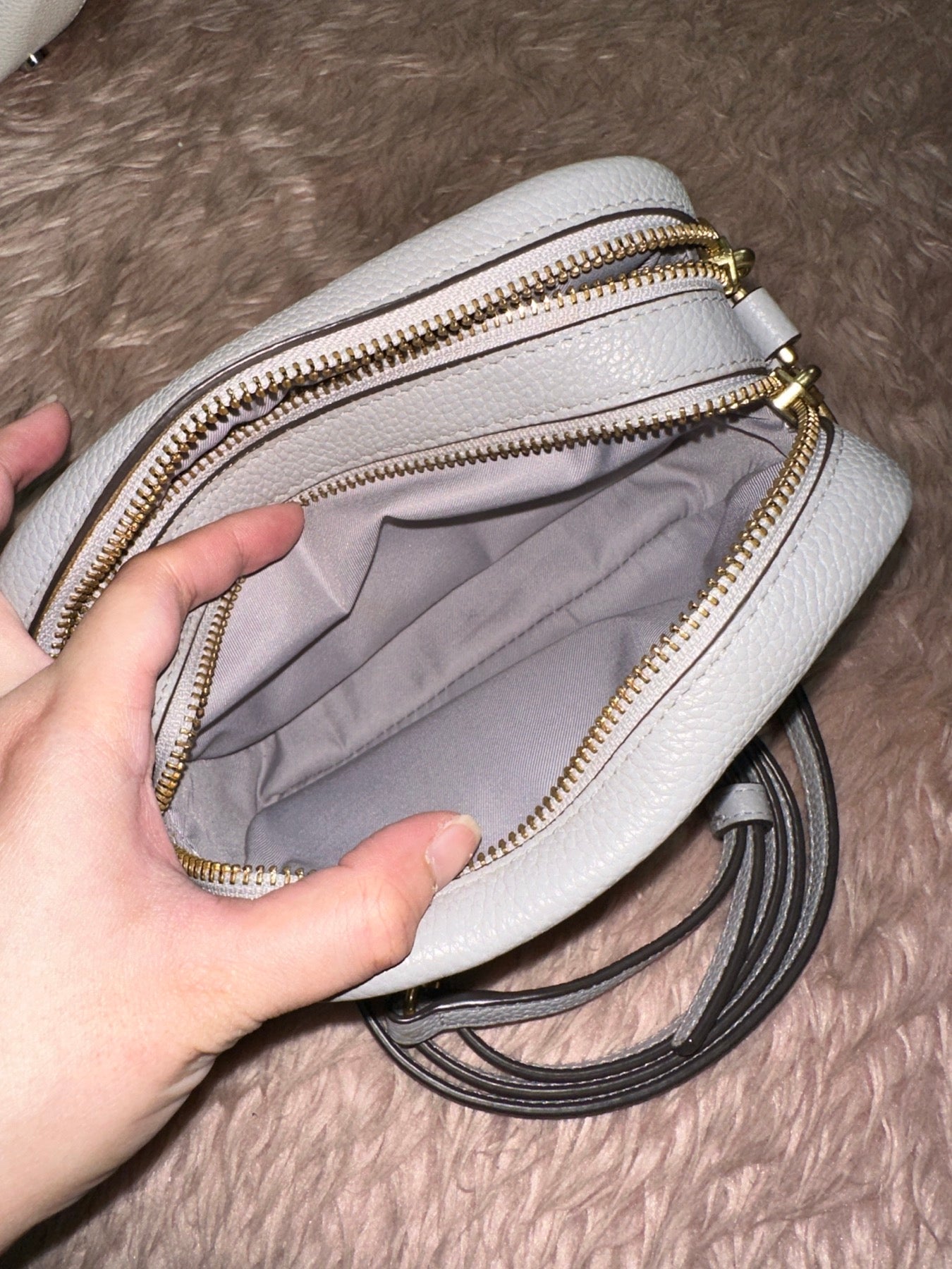 ORIG Preloved Tory Burch Perry Bombe Mini Bag Gray