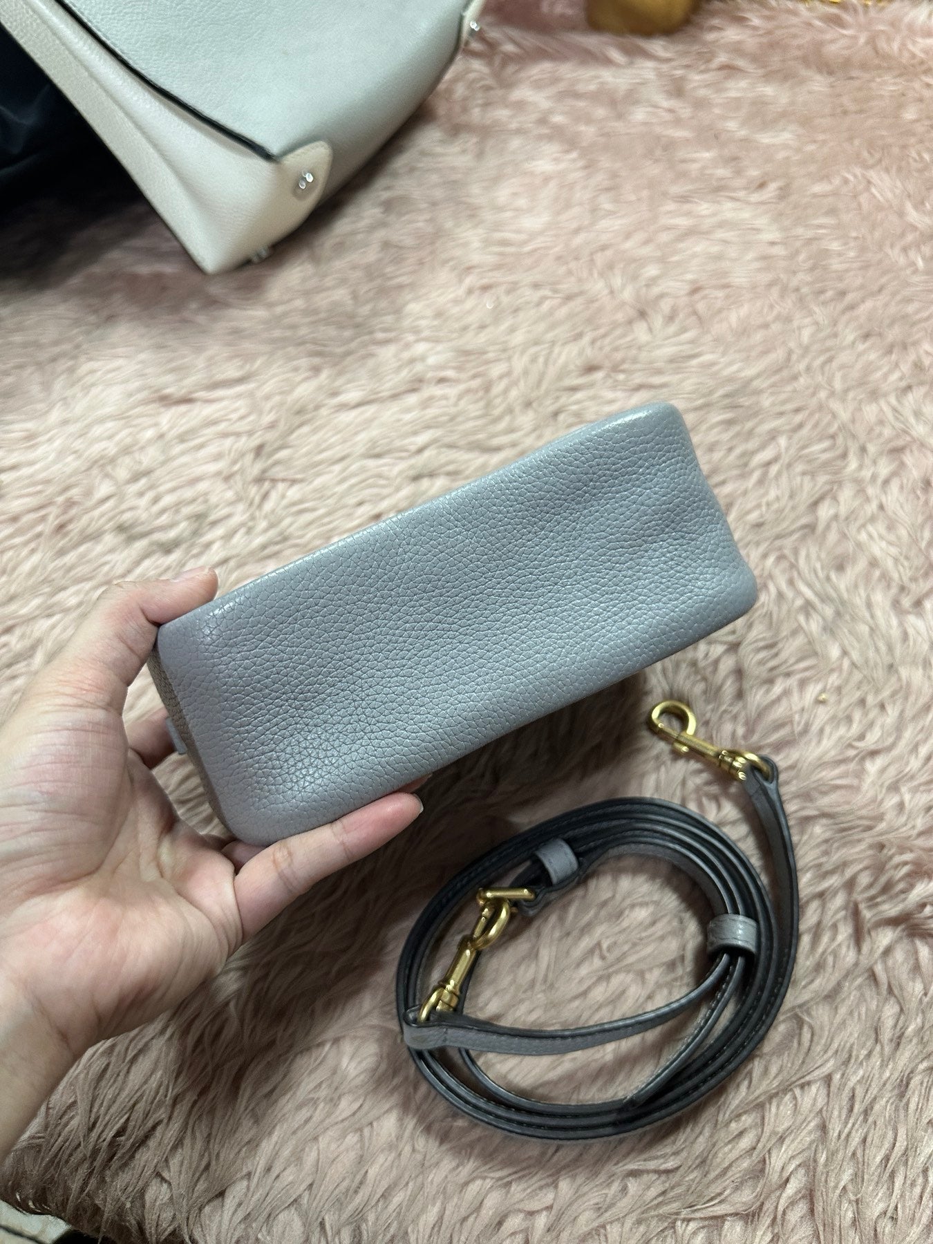 ORIG Preloved Tory Burch Perry Bombe Mini Bag Gray