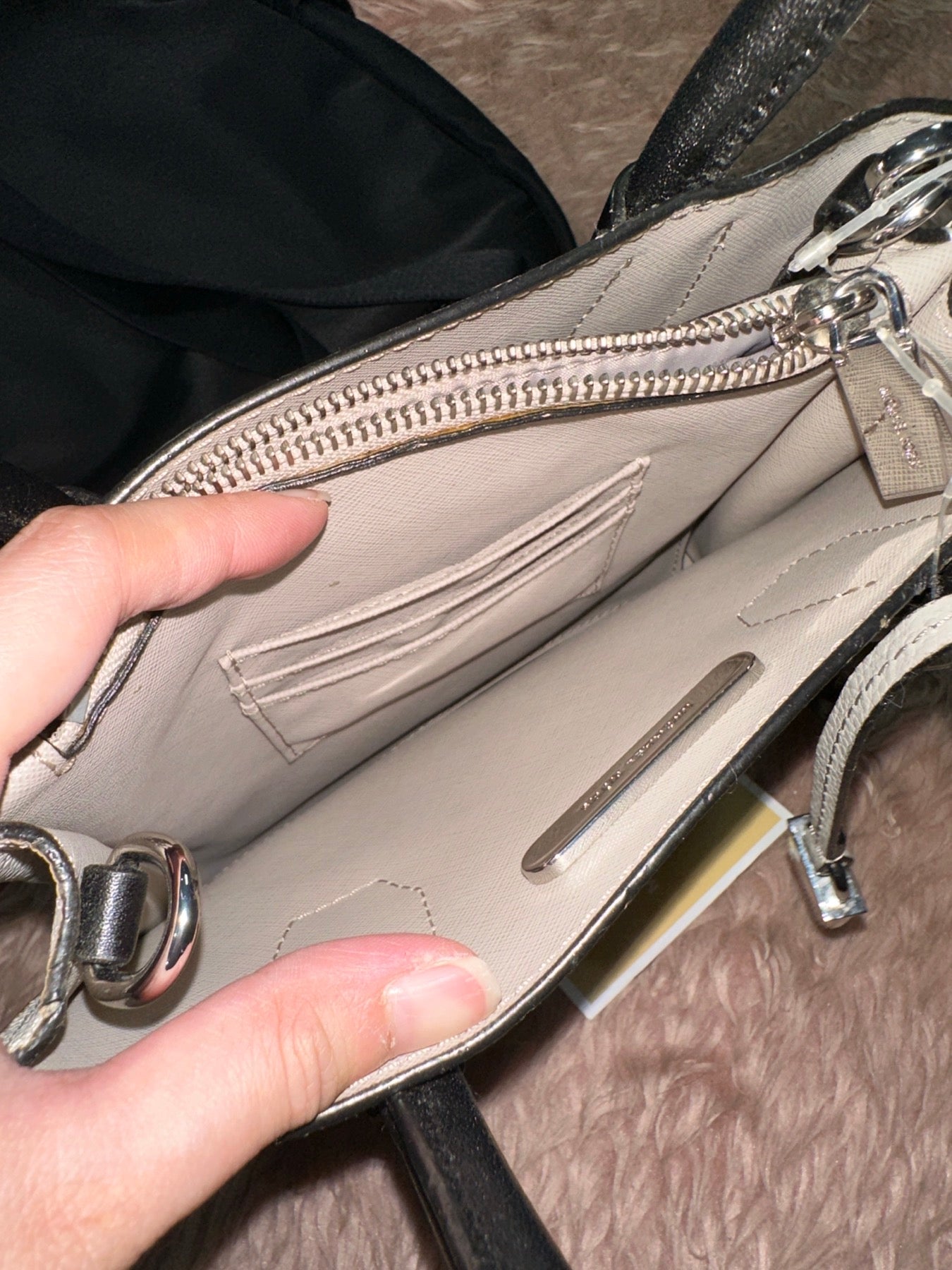 ORIG Preloved MICHAEL KORS MK Mercer Medium ColorBlock Saffiano Leather Crossbody Bag Gray
