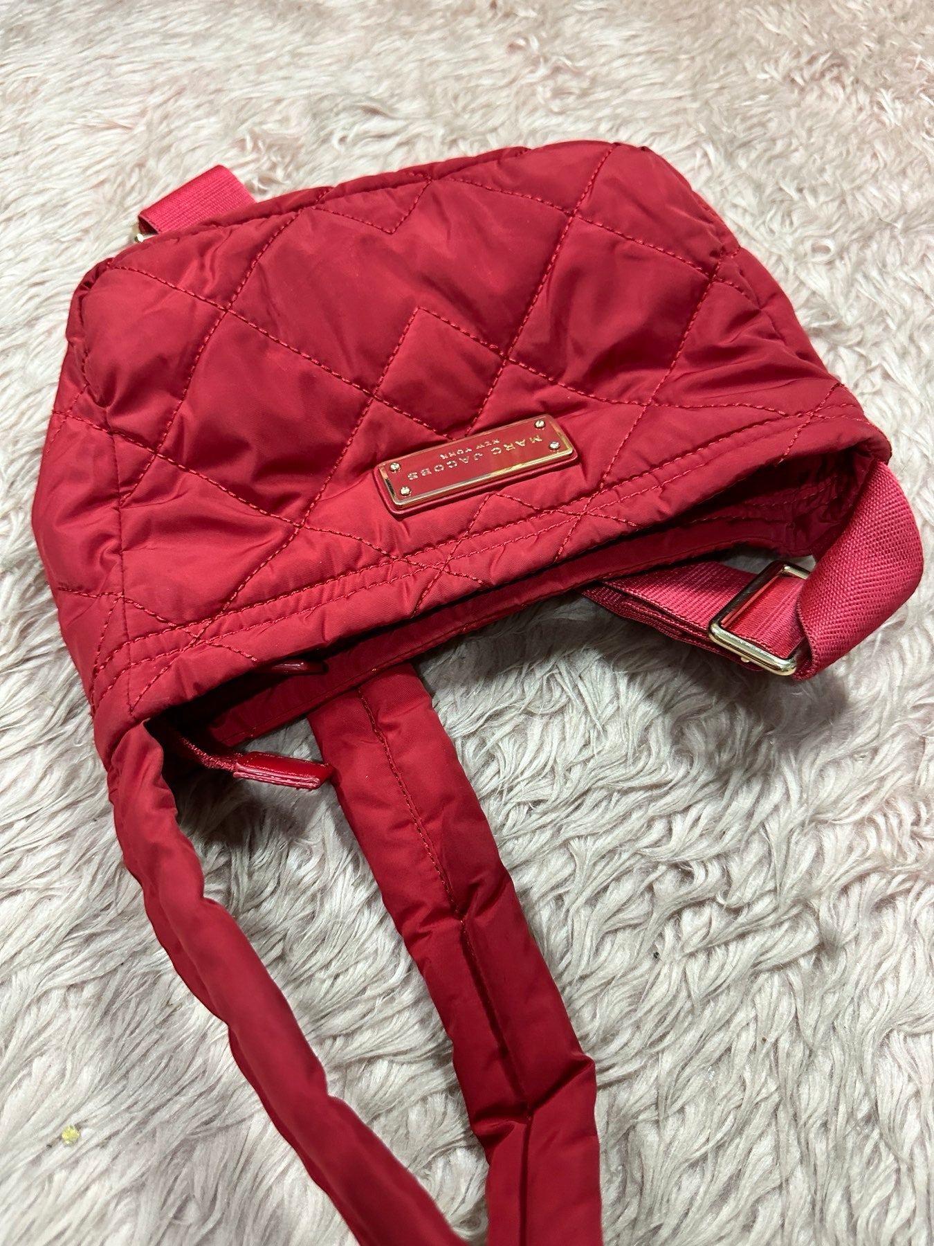 ORIG Preloved MARC JACOBS MJ Quilted Nylon Crossbody Small Bag in Cherry Red&nbsp;