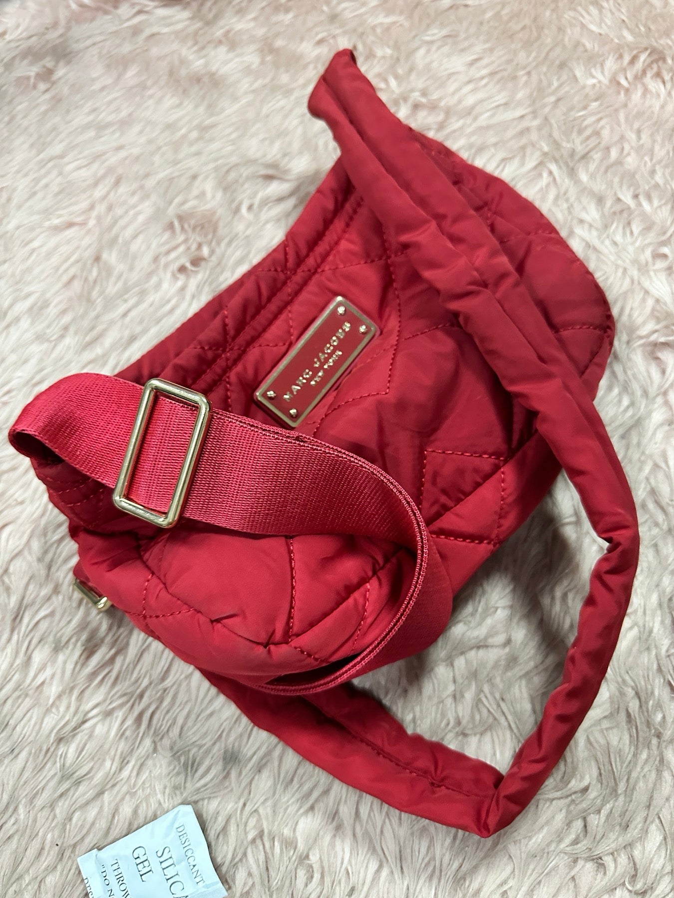ORIG Preloved MARC JACOBS MJ Quilted Nylon Crossbody Small Bag in Cherry Red&nbsp;