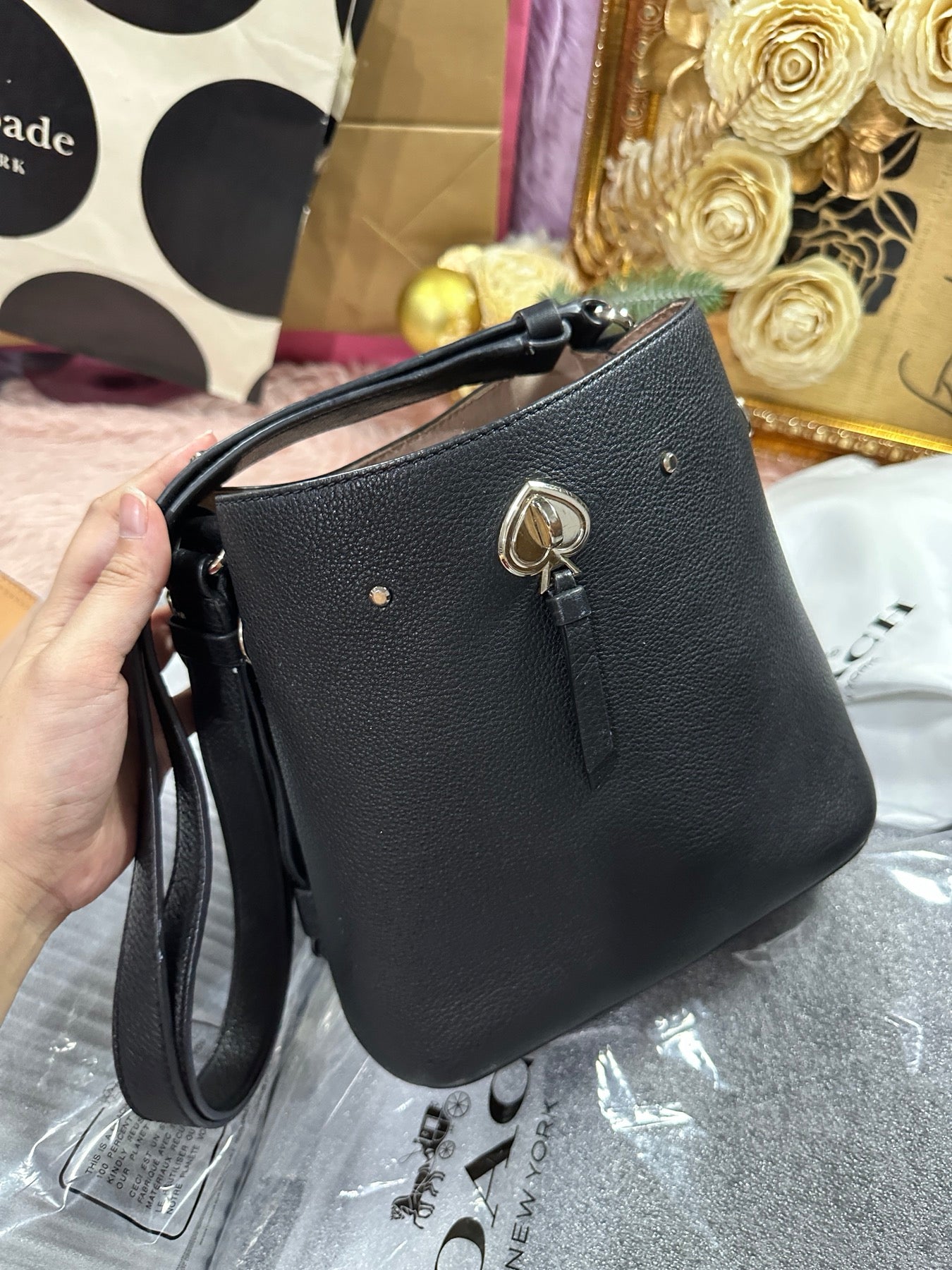 ORIG Preloved KATE SPADE KS Marti Small Bucket Black Bag
