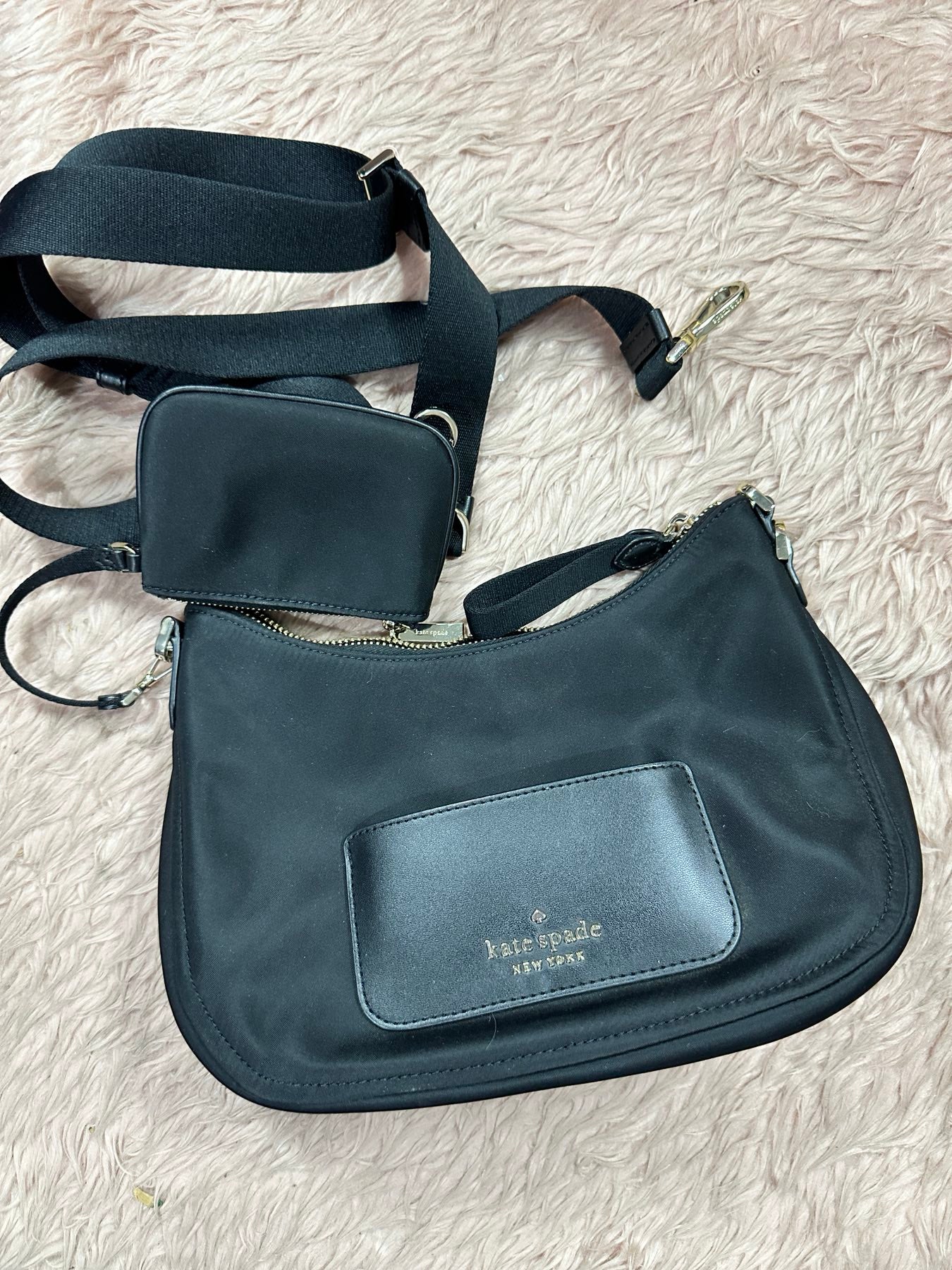 ORIG Preloved KATE SPADE KS Chelsea Nylon Crossbody Black Bag with Pouch