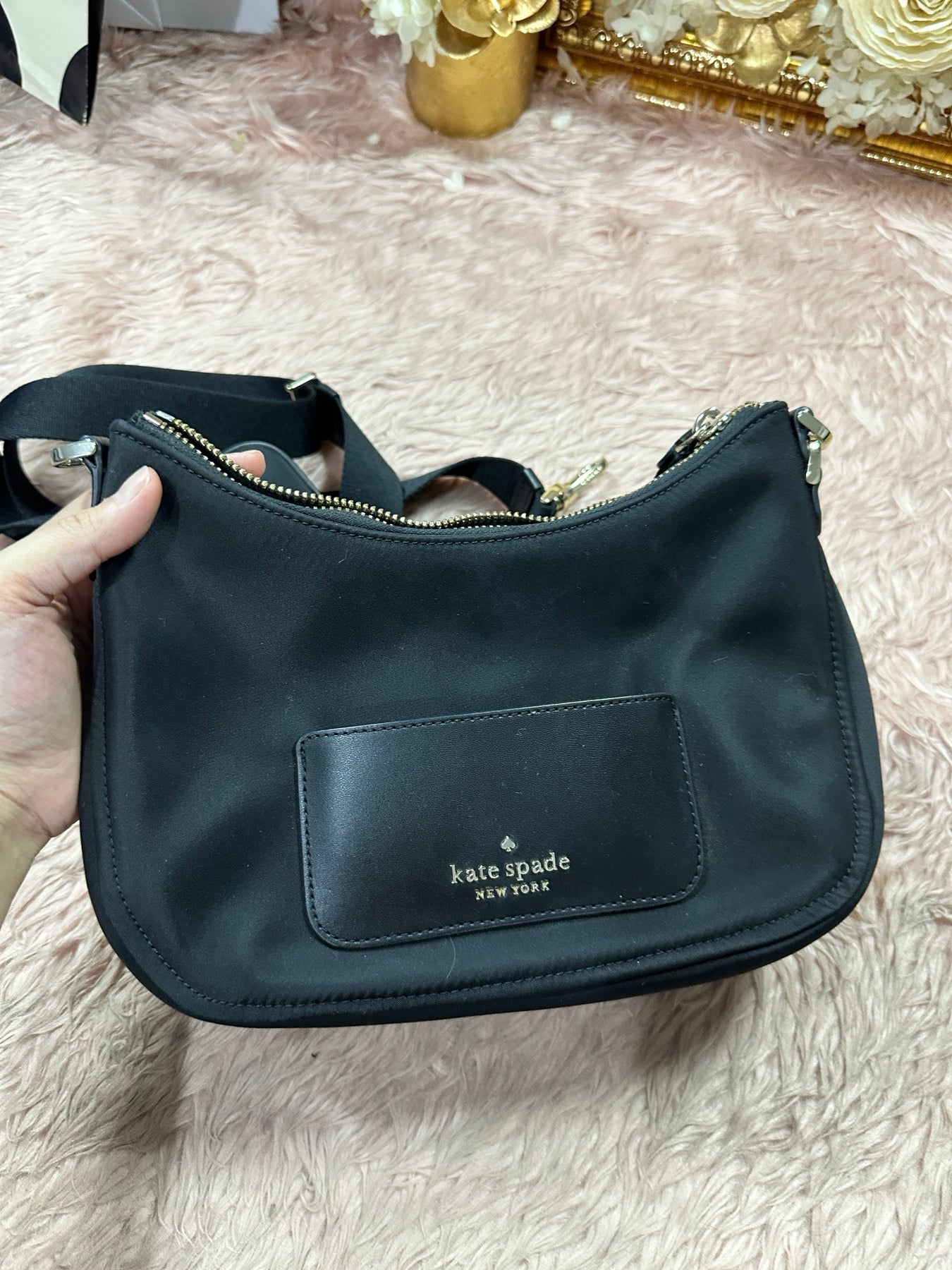ORIG Preloved KATE SPADE KS Chelsea Nylon Crossbody Black Bag with Pouch