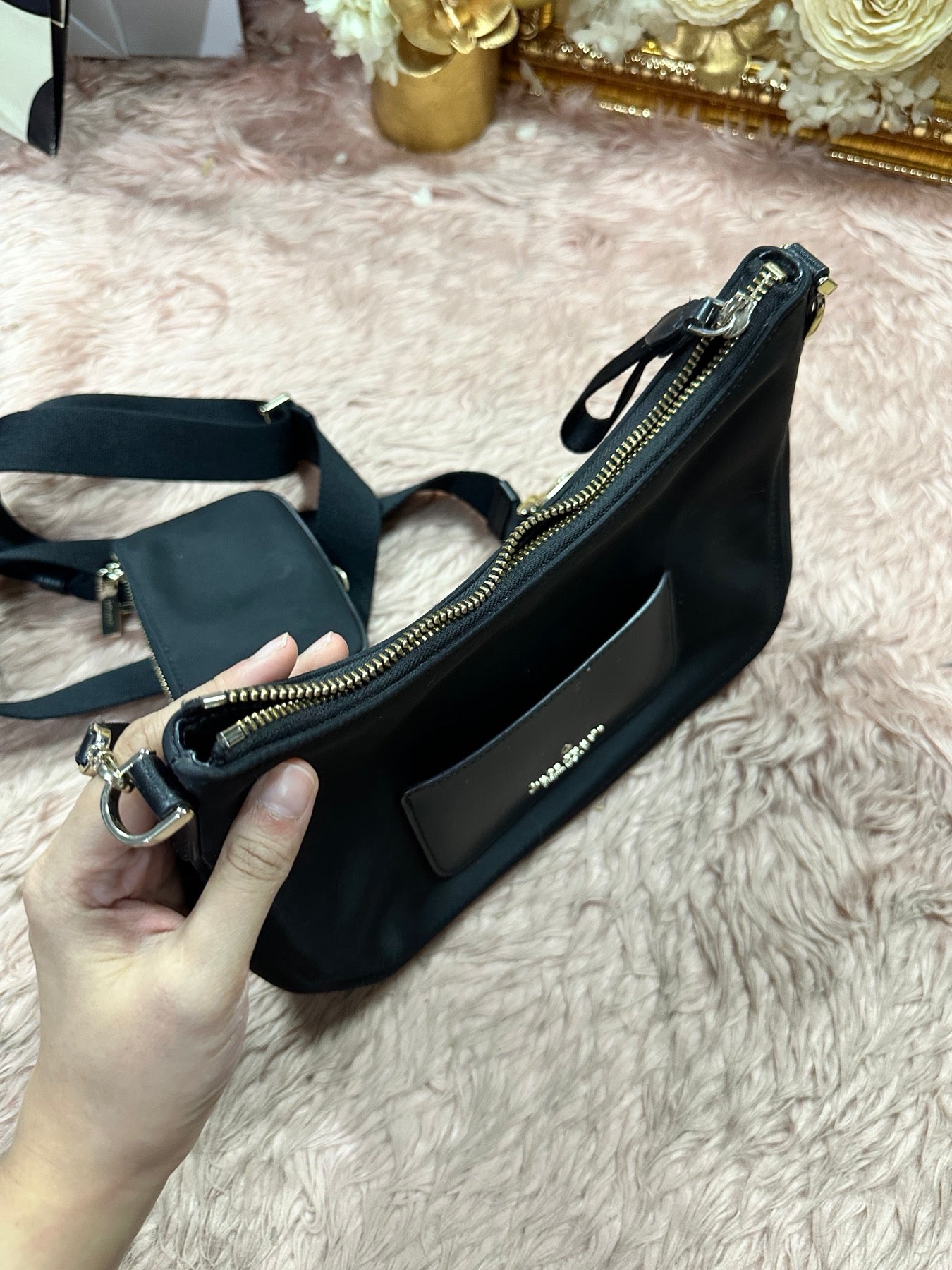 ORIG Preloved KATE SPADE KS Chelsea Nylon Crossbody Black Bag with Pouch