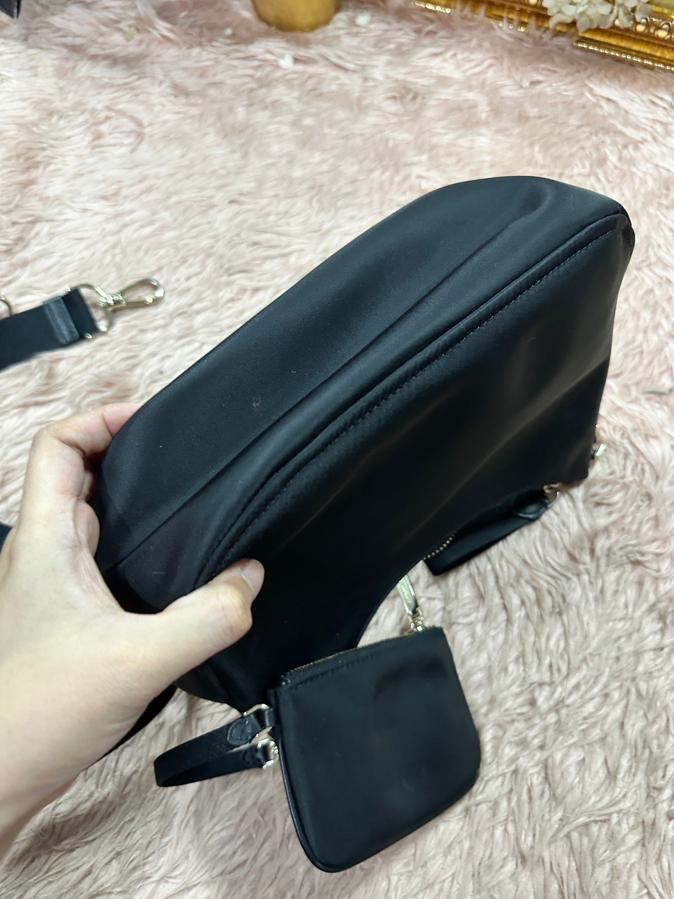 ORIG Preloved KATE SPADE KS Chelsea Nylon Crossbody Black Bag with Pouch