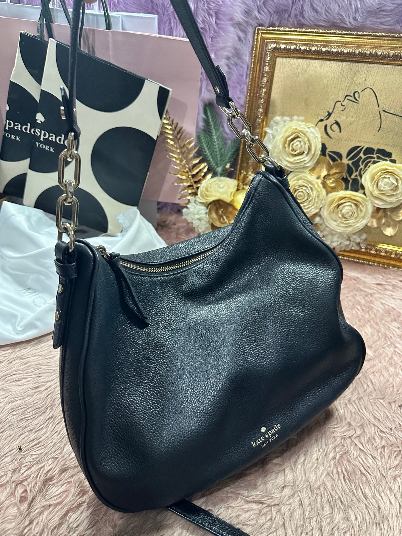 ORIG Preloved KATE SPADE KS Mulberry Street Vivian Shoulder Large Black Bag
