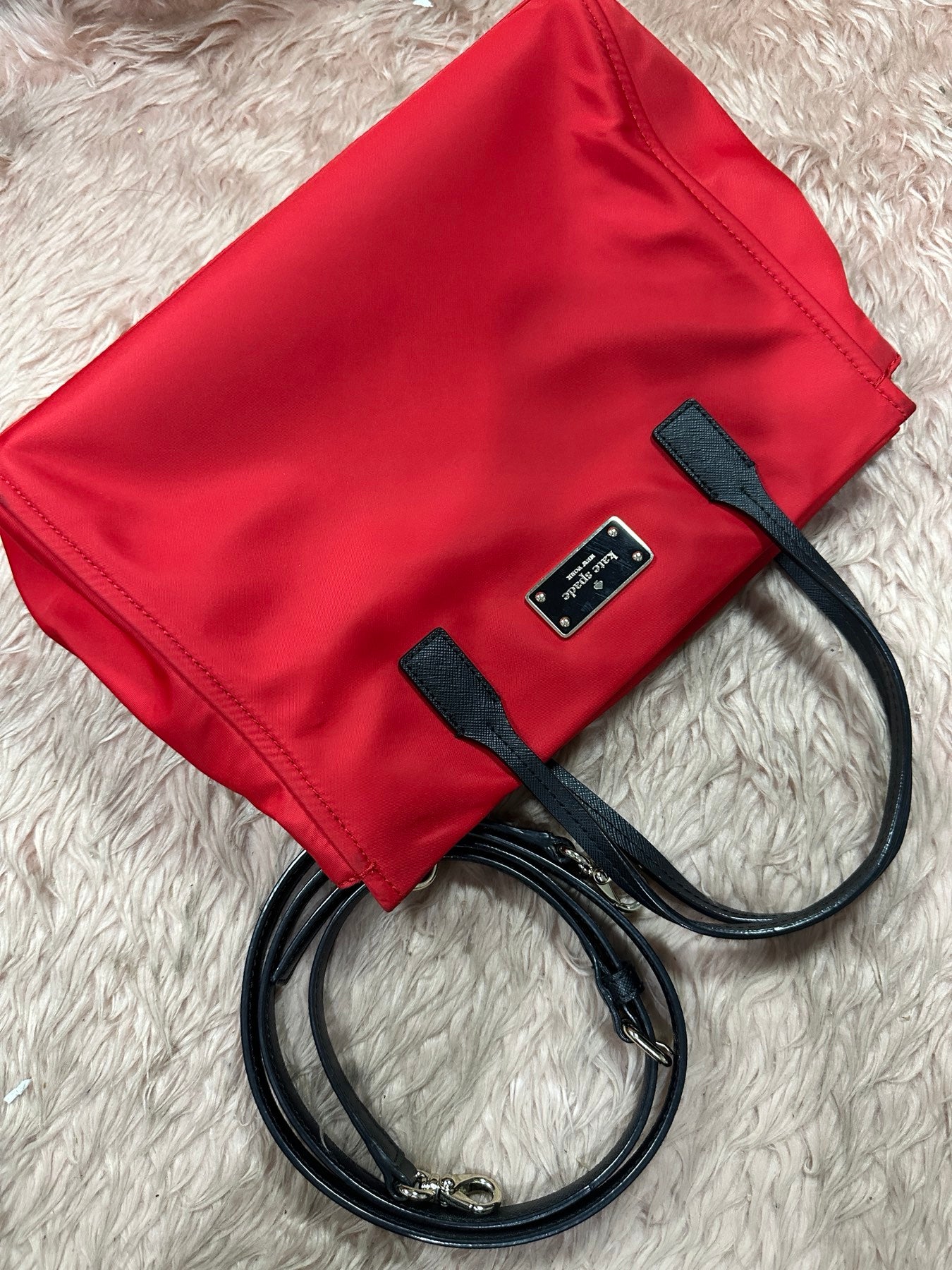 ORIG Preloved KATE SPADE KS blake avenue small nylon tote bag red