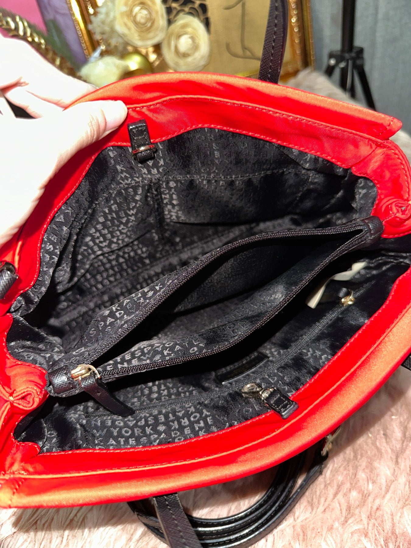 ORIG Preloved KATE SPADE KS blake avenue small nylon tote bag red