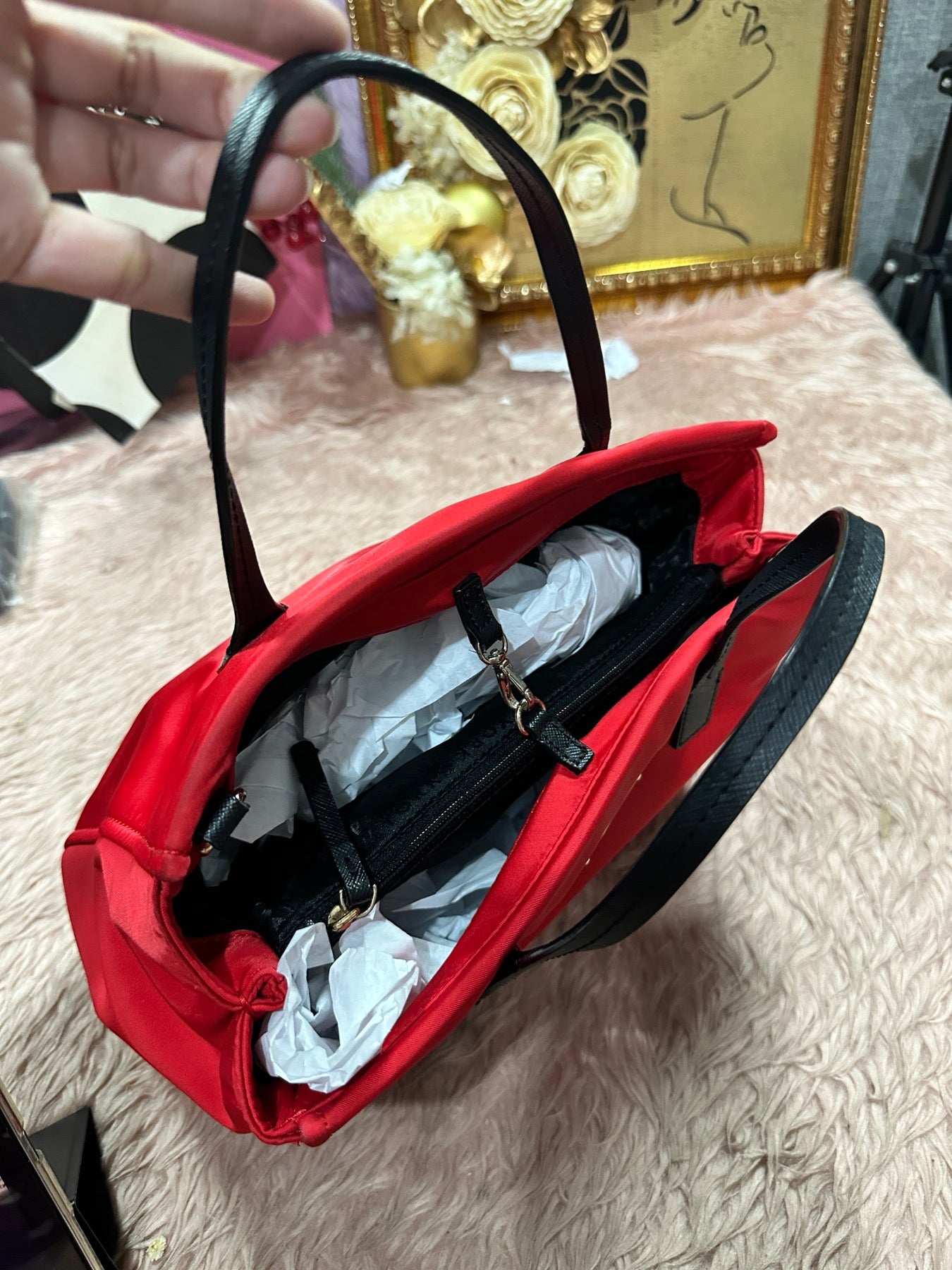 ORIG Preloved KATE SPADE KS blake avenue small nylon tote bag red