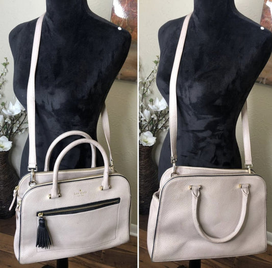 ORIG Preloved KATE SAPDE KS Kalen Chester Street Satchel Triple Compartment Taupe Bag