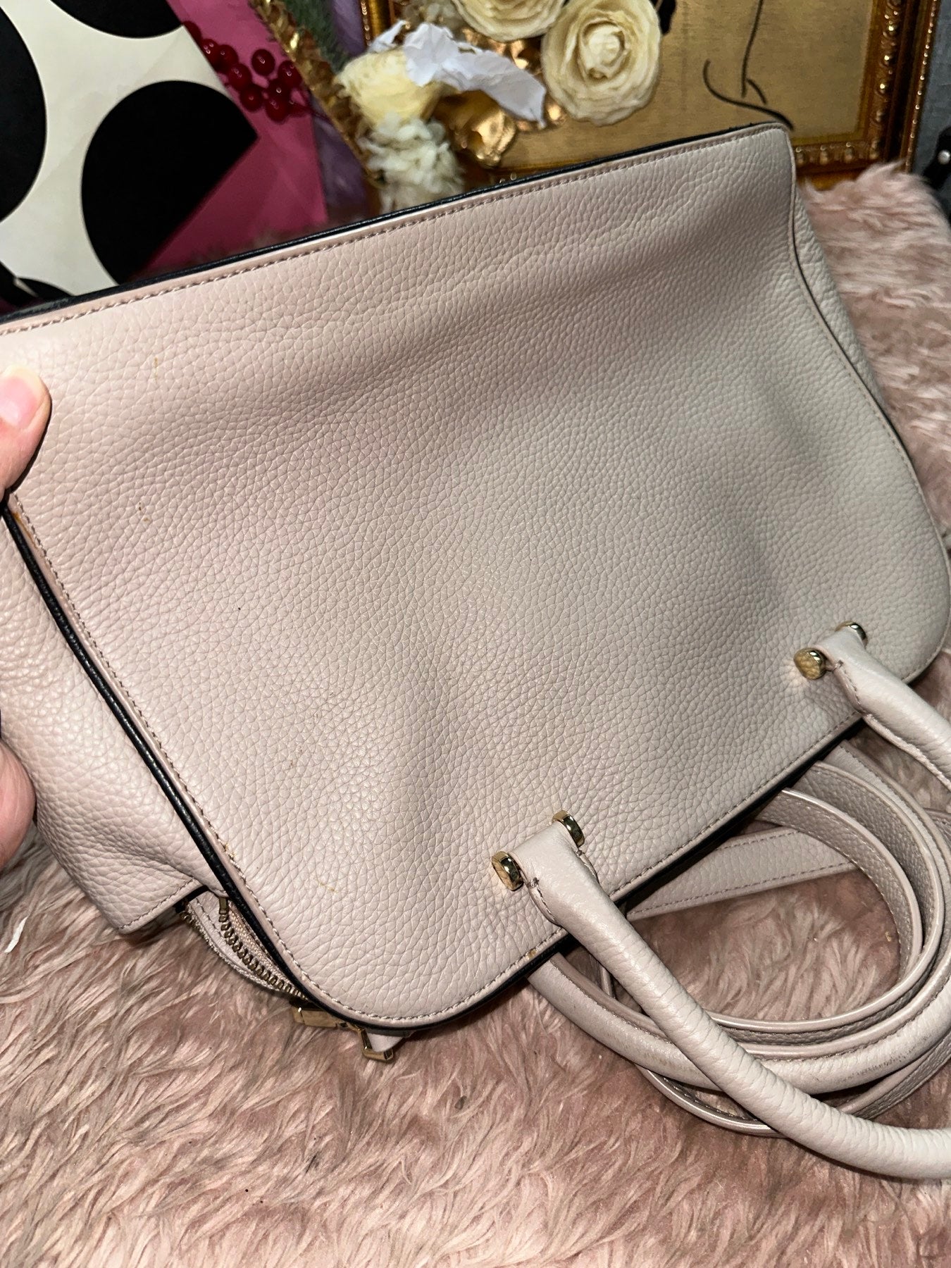 ORIG Preloved KATE SAPDE KS Kalen Chester Street Satchel Triple Compartment Taupe Bag