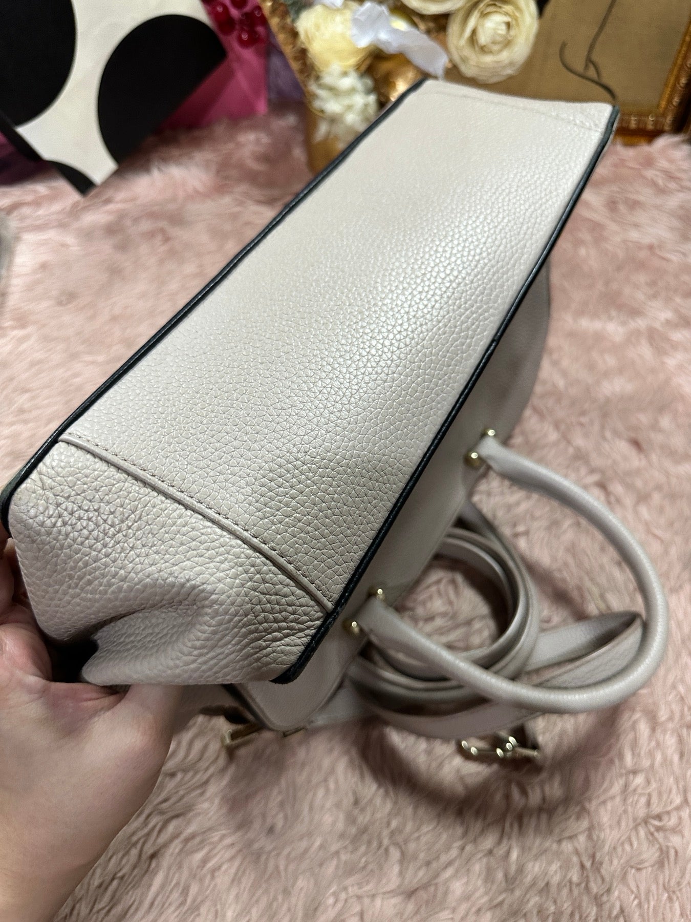 ORIG Preloved KATE SAPDE KS Kalen Chester Street Satchel Triple Compartment Taupe Bag