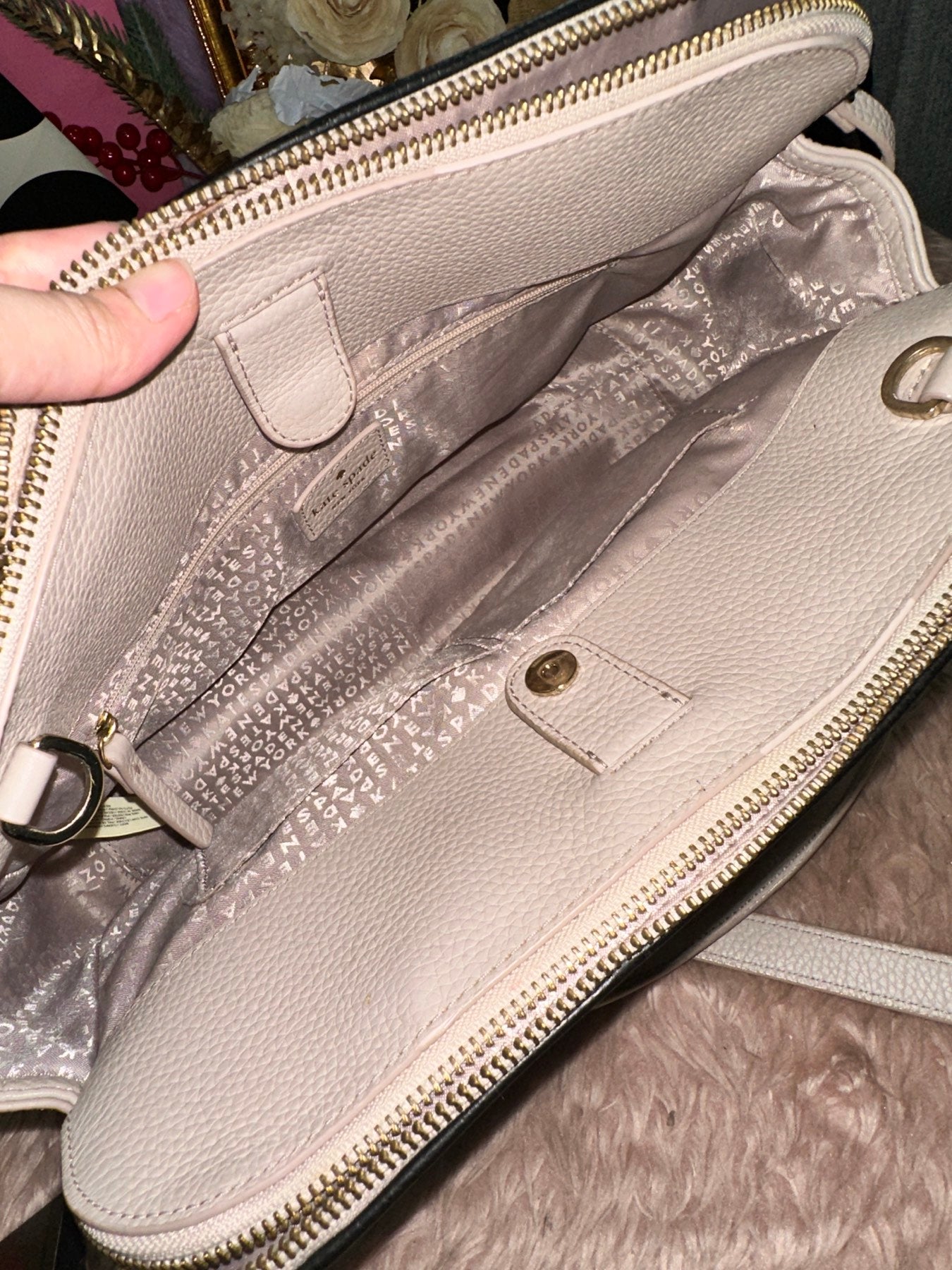 ORIG Preloved KATE SAPDE KS Kalen Chester Street Satchel Triple Compartment Taupe Bag