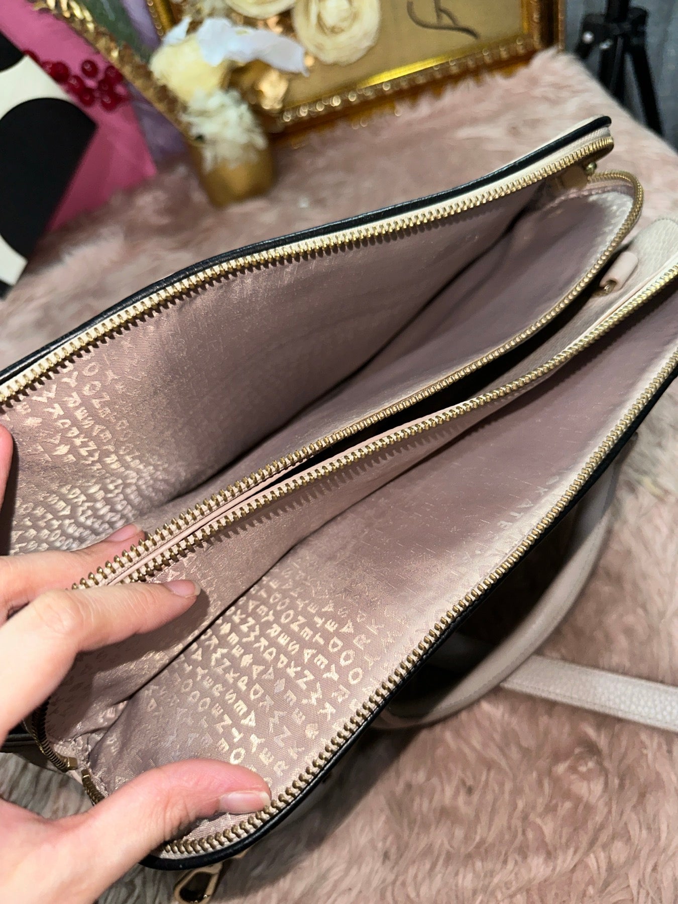 ORIG Preloved KATE SAPDE KS Kalen Chester Street Satchel Triple Compartment Taupe Bag