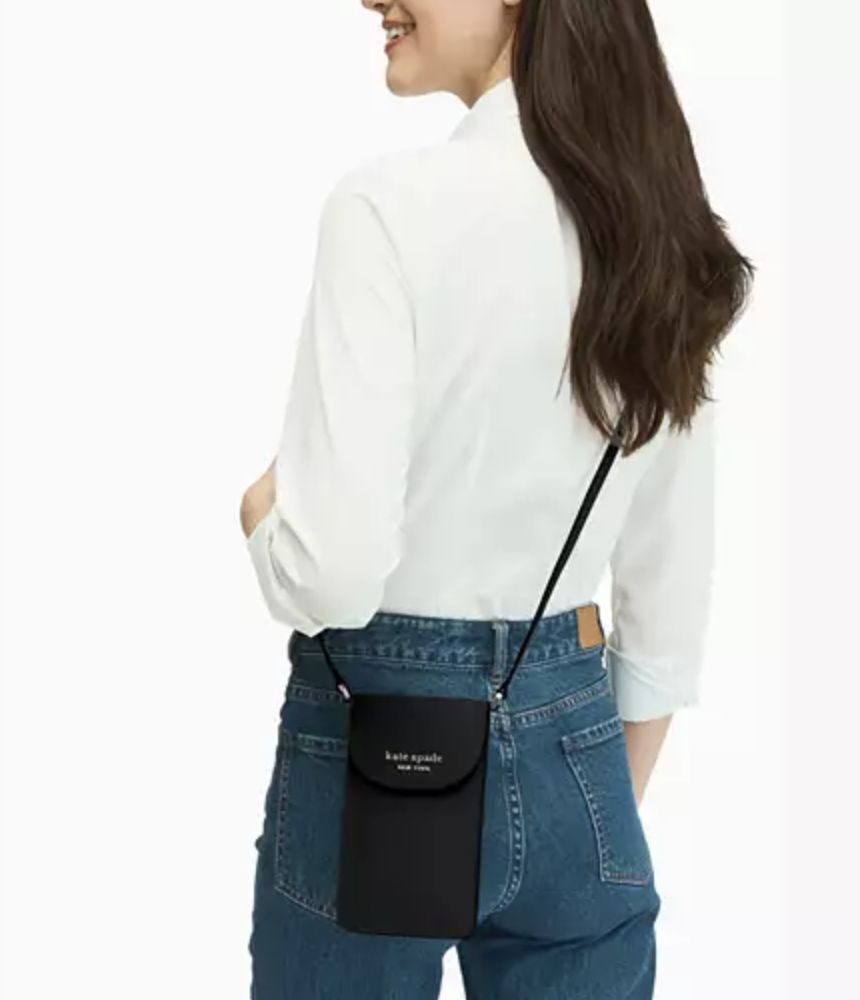 ORIG Preloved KATE SAPDE KS Cameron North South Flap Phone Crossbody Small Black Bag