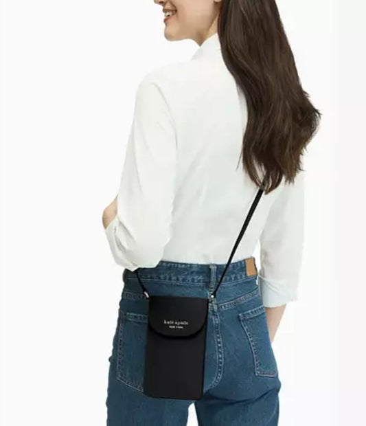 ORIG Preloved KATE SAPDE KS Cameron North South Flap Phone Crossbody Small Black Bag