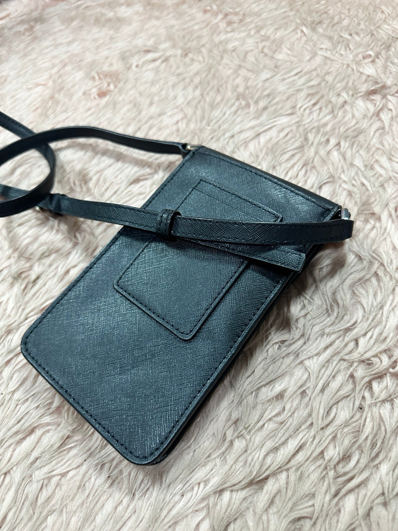 ORIG Preloved KATE SAPDE KS Cameron North South Flap Phone Crossbody Small Black Bag