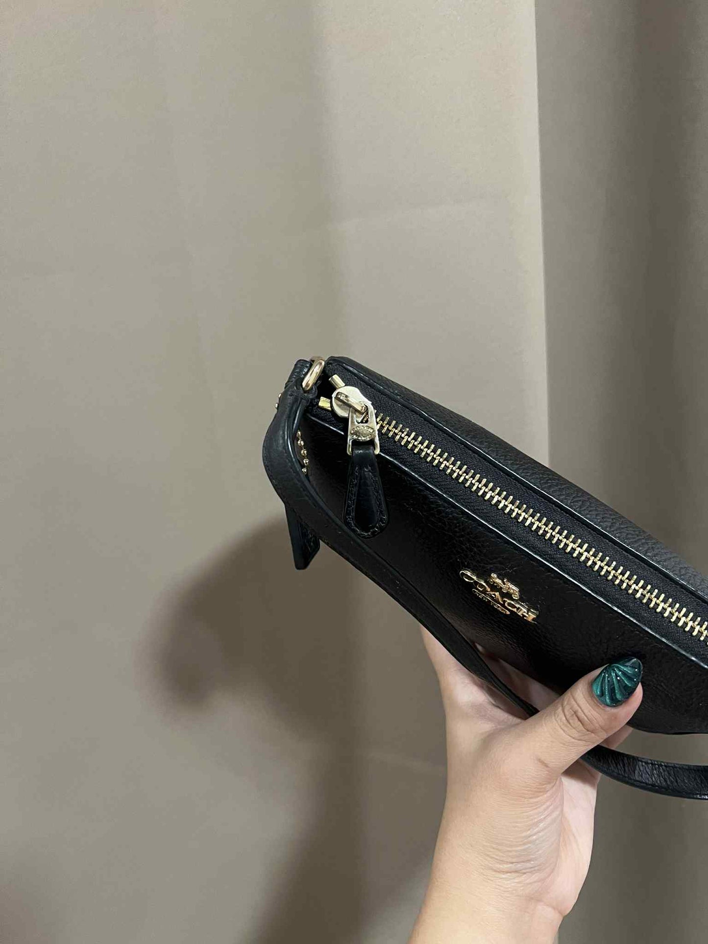 ORIG Preloved RARE Coach Nolita 19 Pebbled Black Wristlet Small Bag