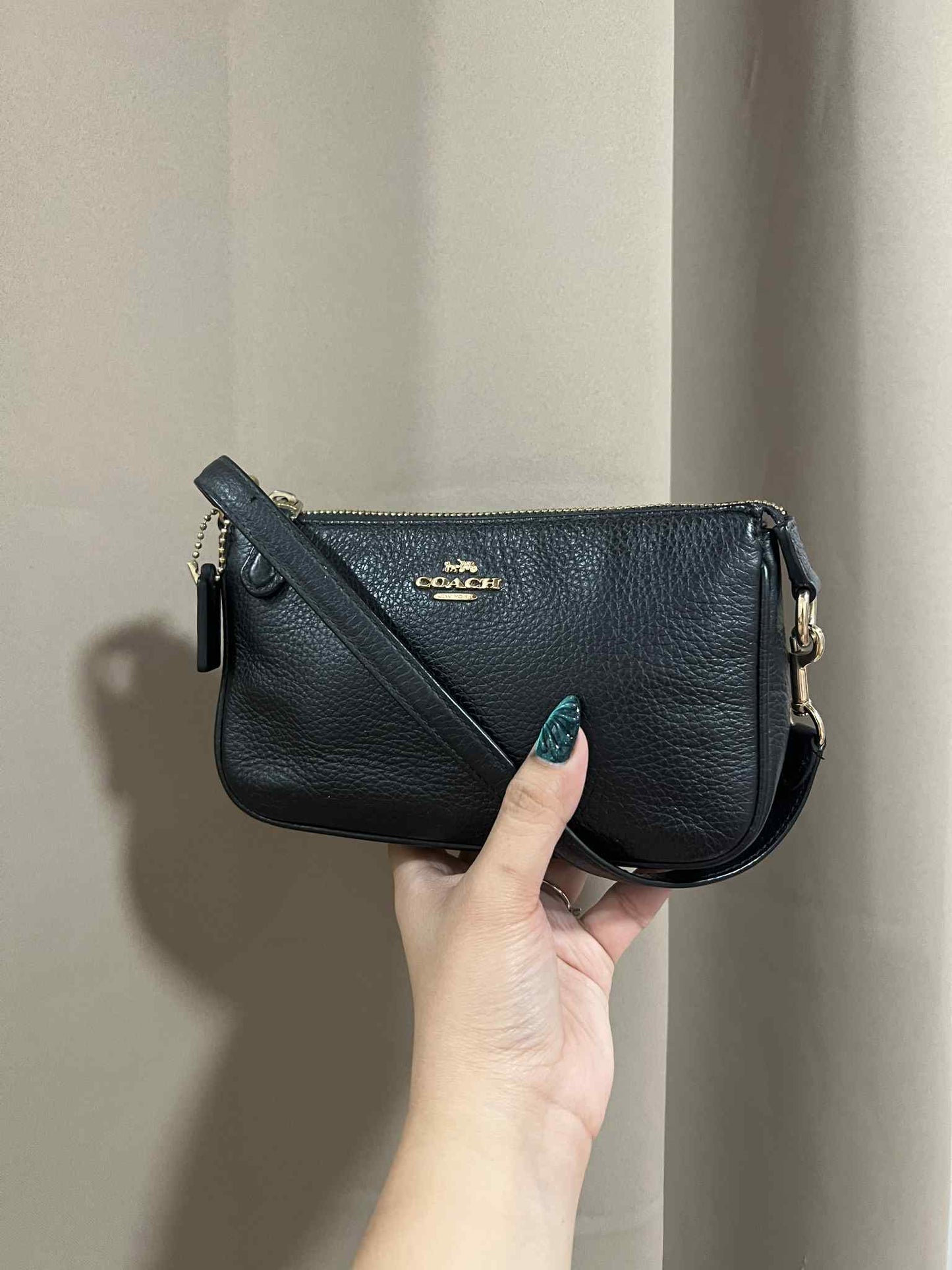 ORIG Preloved RARE Coach Nolita 19 Pebbled Black Wristlet Small Bag