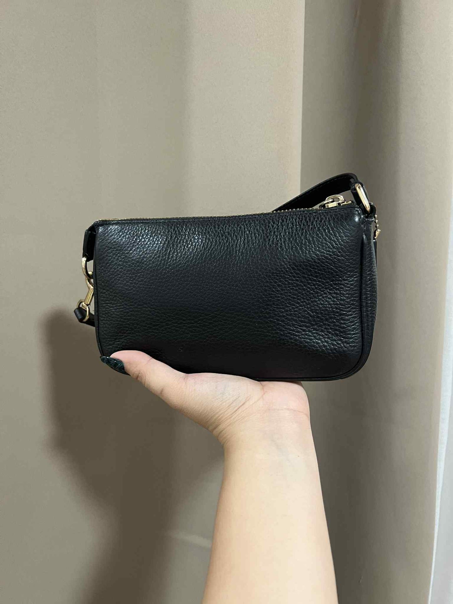 ORIG Preloved RARE Coach Nolita 19 Pebbled Black Wristlet Small Bag