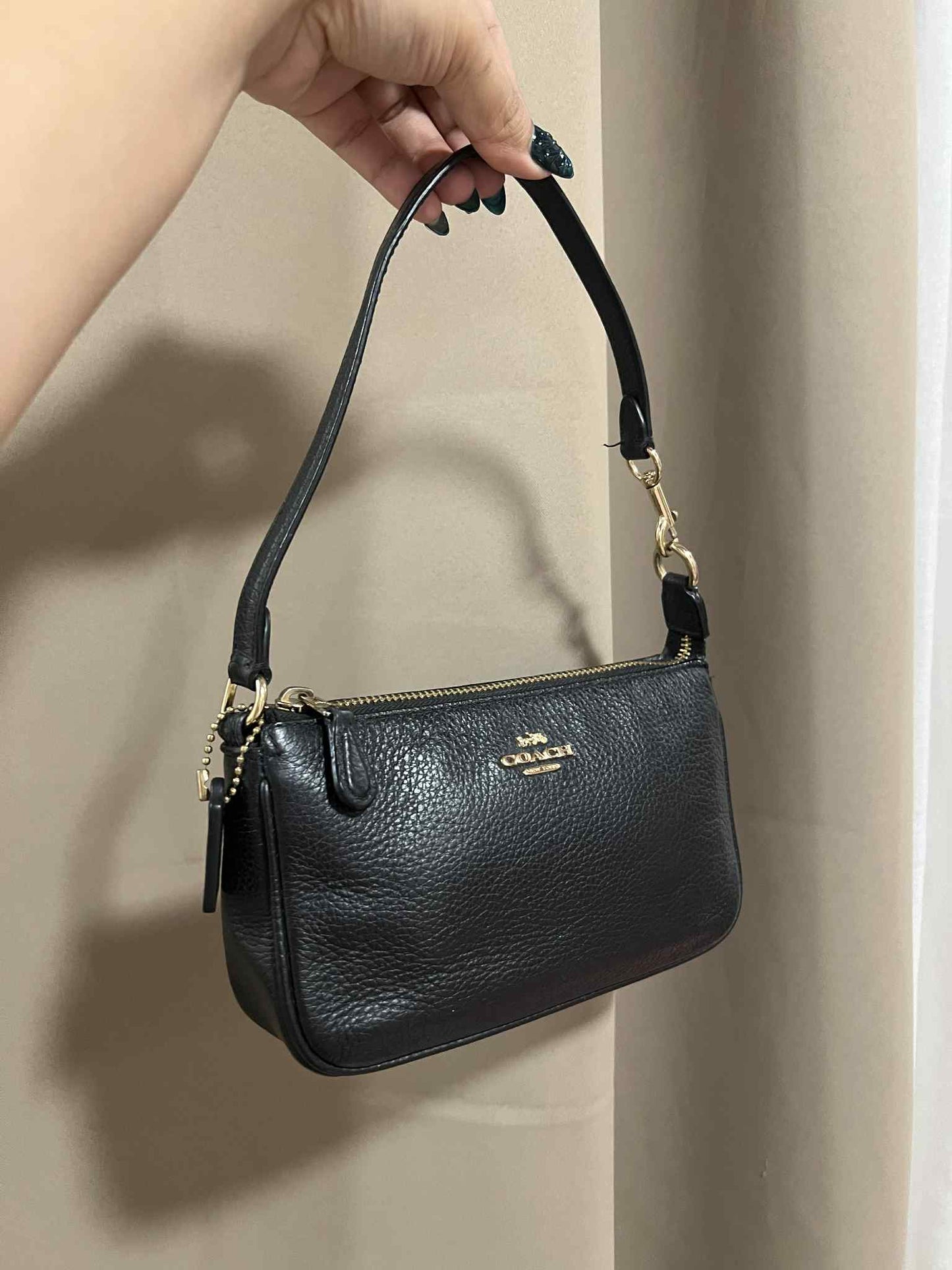 ORIG Preloved RARE Coach Nolita 19 Pebbled Black Wristlet Small Bag