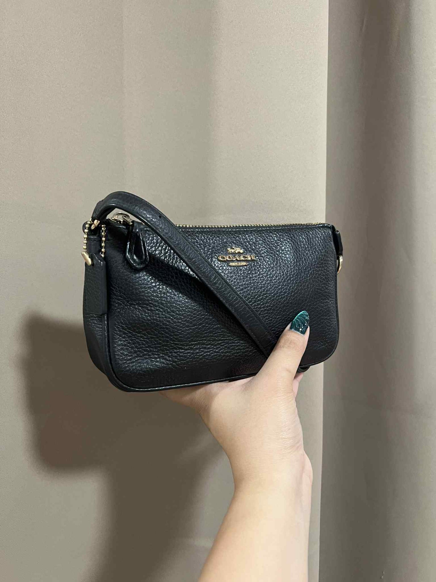 ORIG Preloved RARE Coach Nolita 19 Pebbled Black Wristlet Small Bag