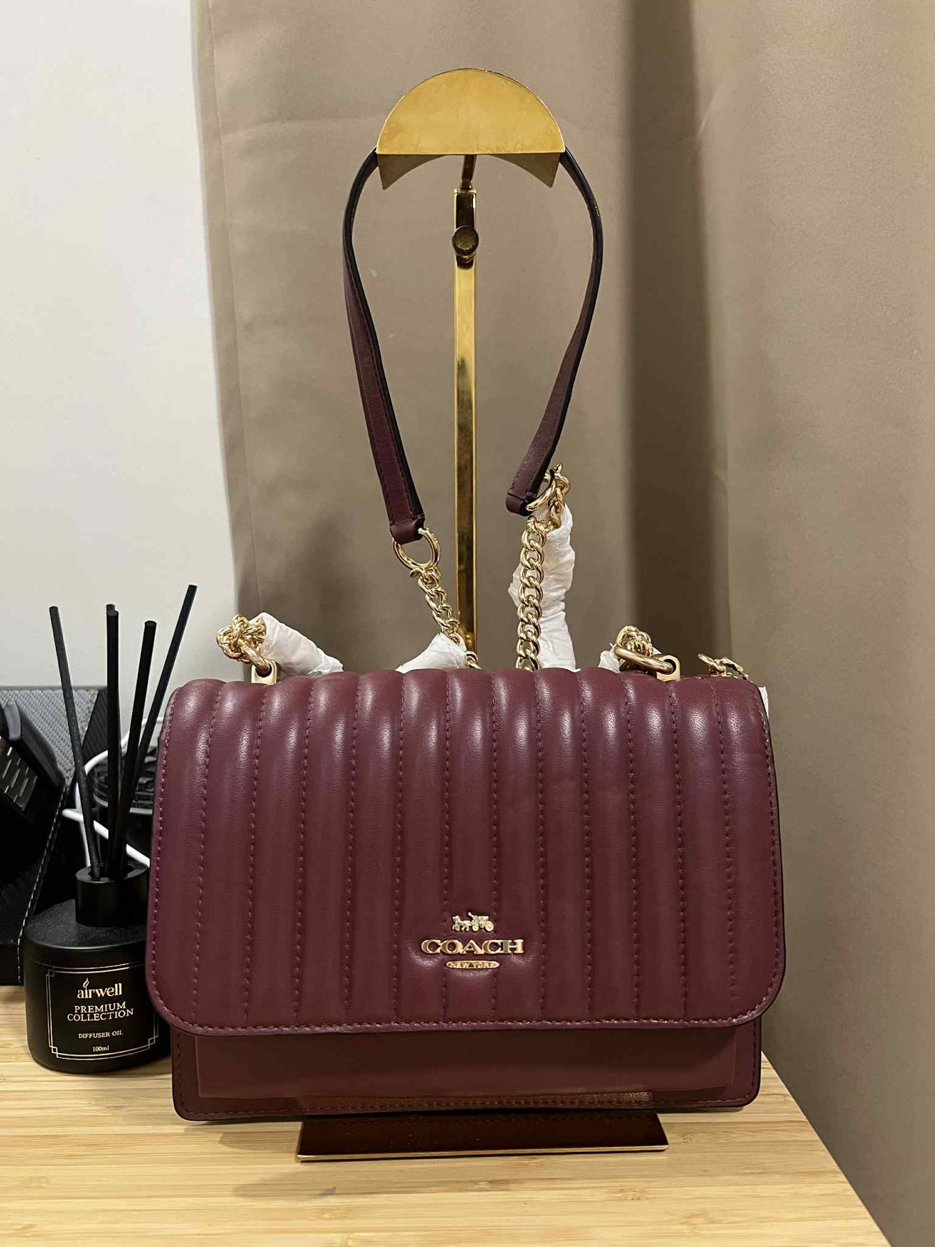 ORIG & IMPORTED RARE COACH Klare Crossbody Quilted Bag Mauve Red Maroon