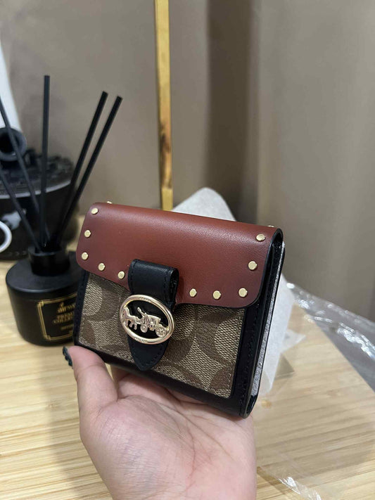 ORIG & IMPORTED COACH Georgie Small Wallet In Colorblock Signature Canvas With Rivets