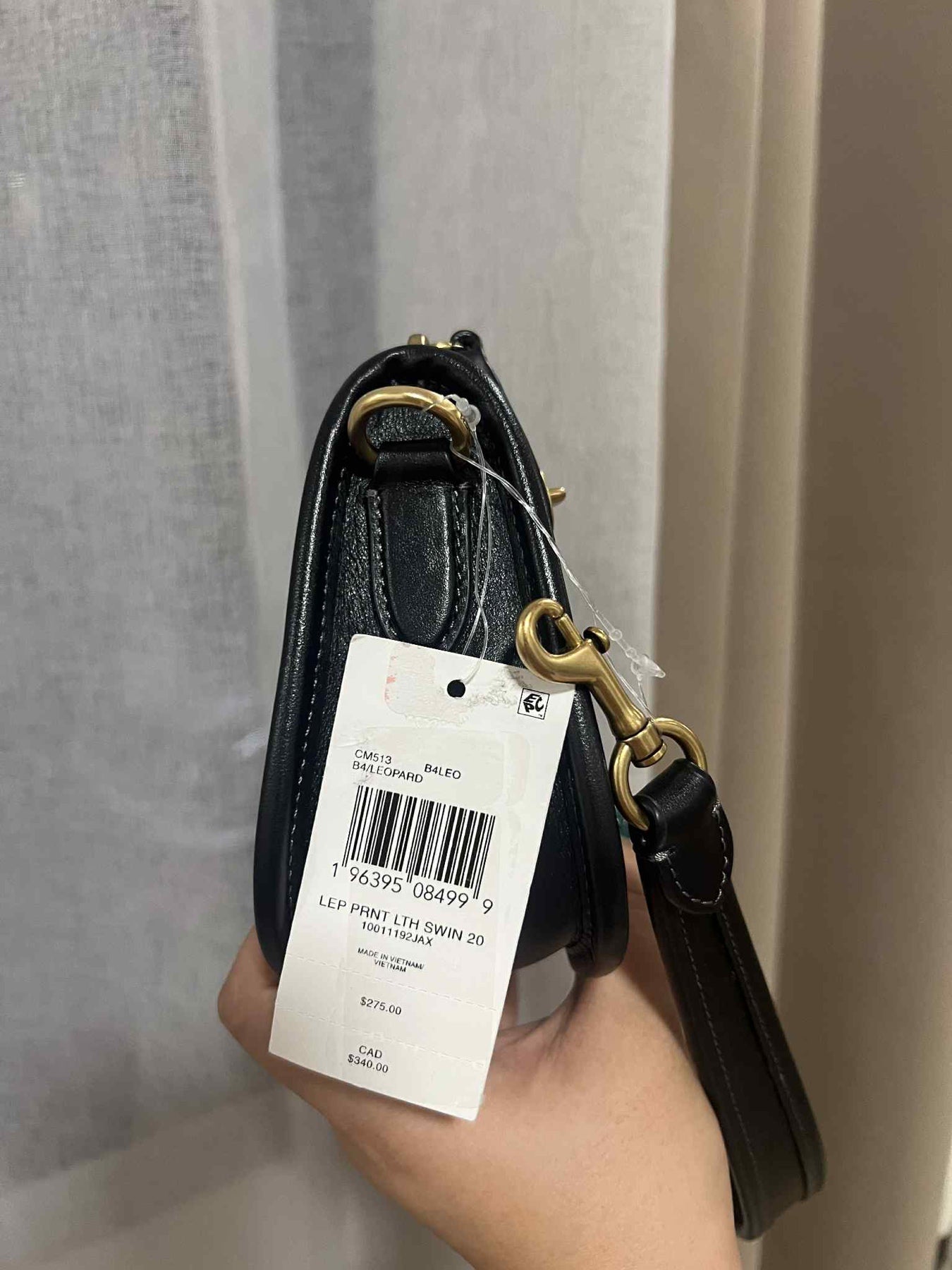 ORIG & IMPORTED COACH Retail Leopard Printed Mini Leather Bag Swinger 20 Black/Beige