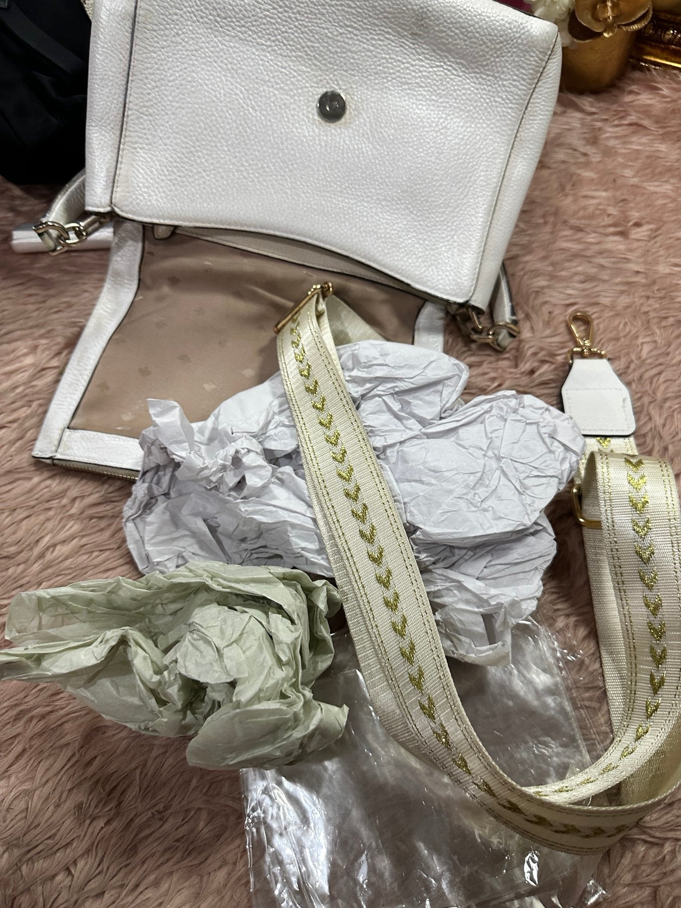 ORIG Preloved REPAIRED KATE SPADE KS Leila Medium Flap Shoulder Bag White