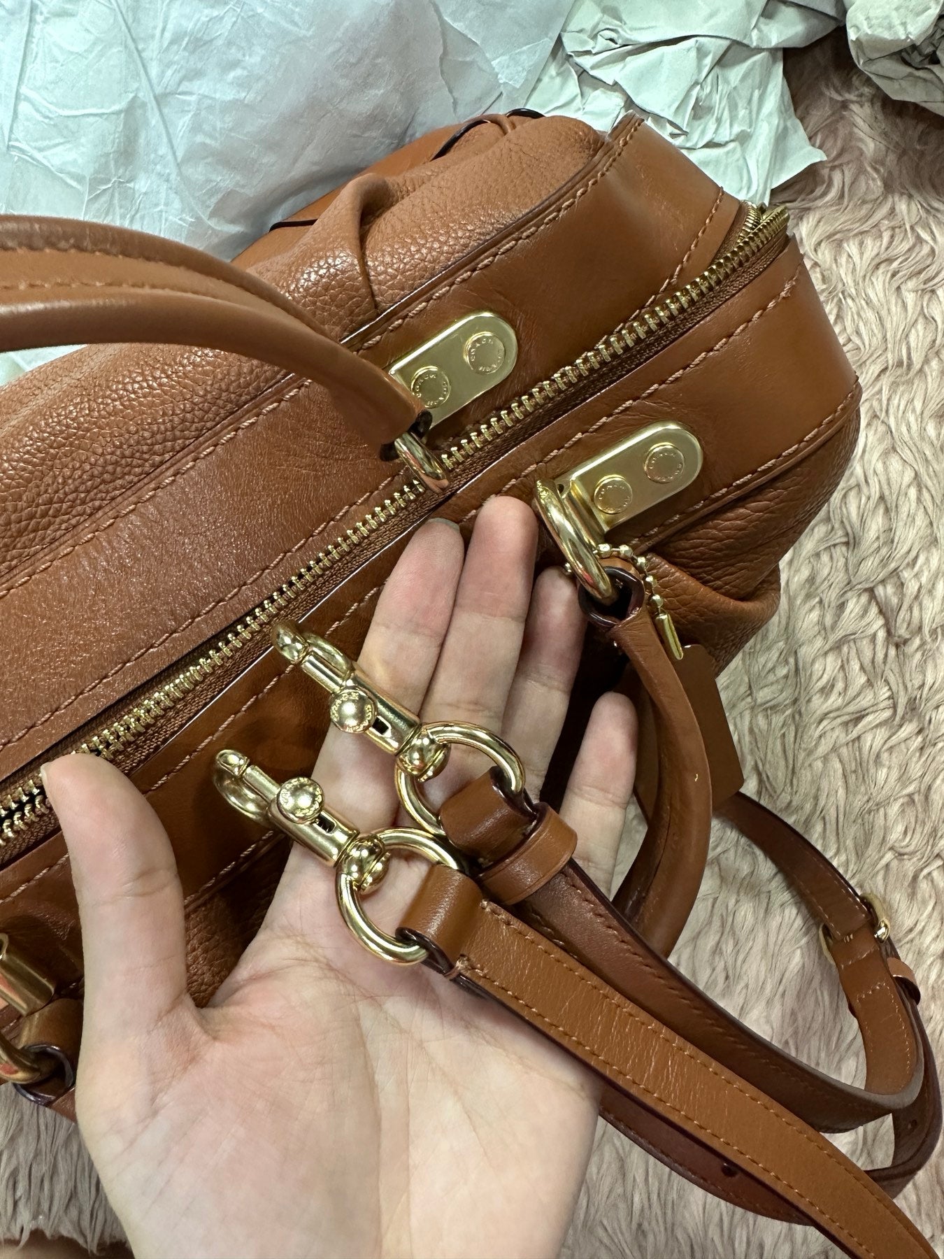 ORIG Preloved RARE COACH Lane Satchel Duffle Brown Bag