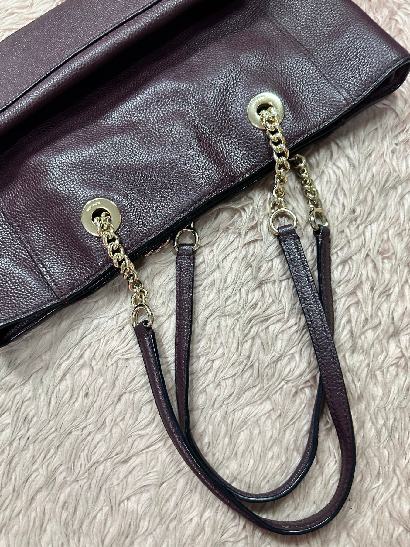 ORIG Preloved COACH Turnlock Chain 27 Tote Bag Maroon