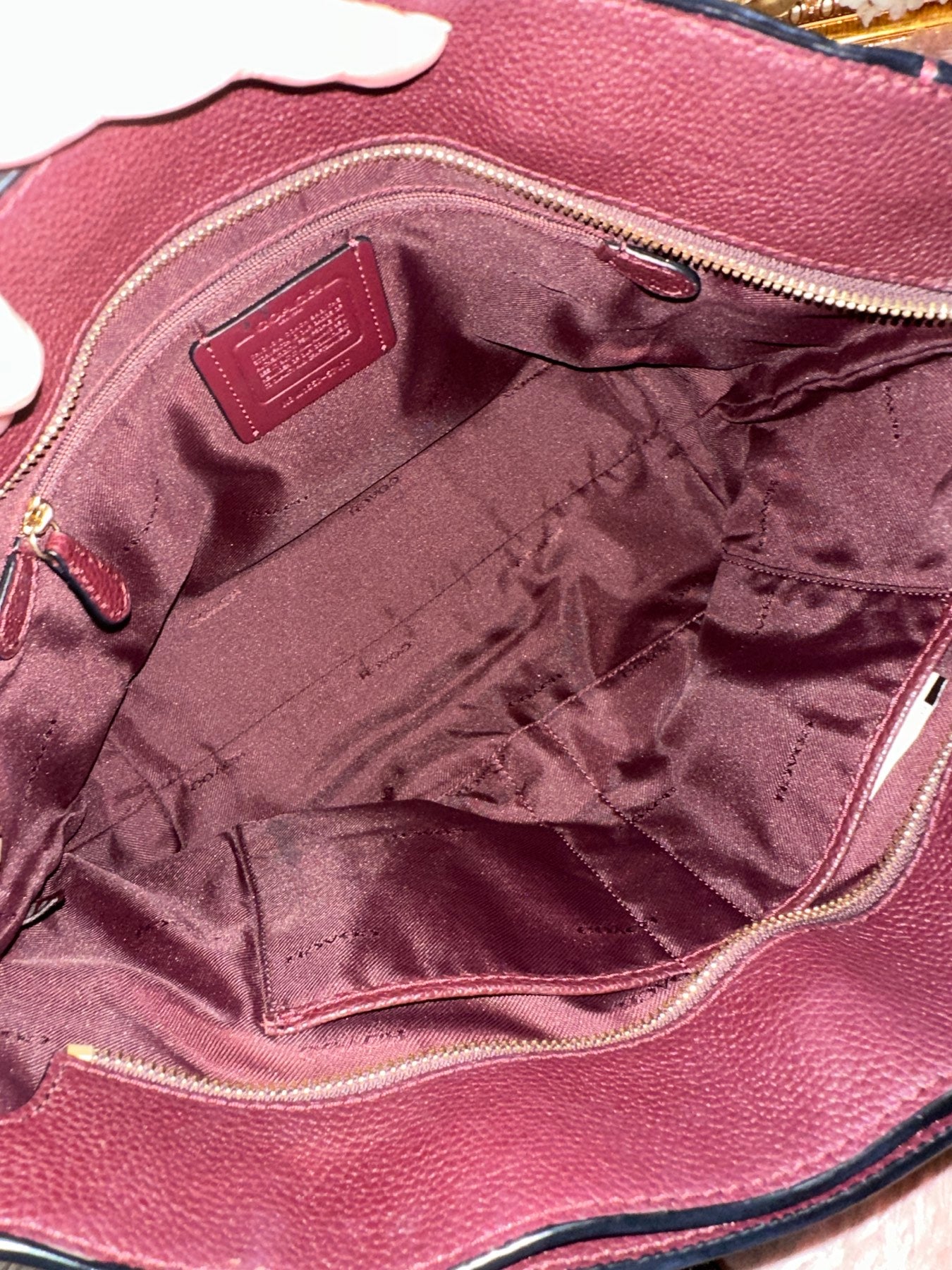 ORIG Preloved COACH Turnlock Chain 27 Tote Bag Maroon
