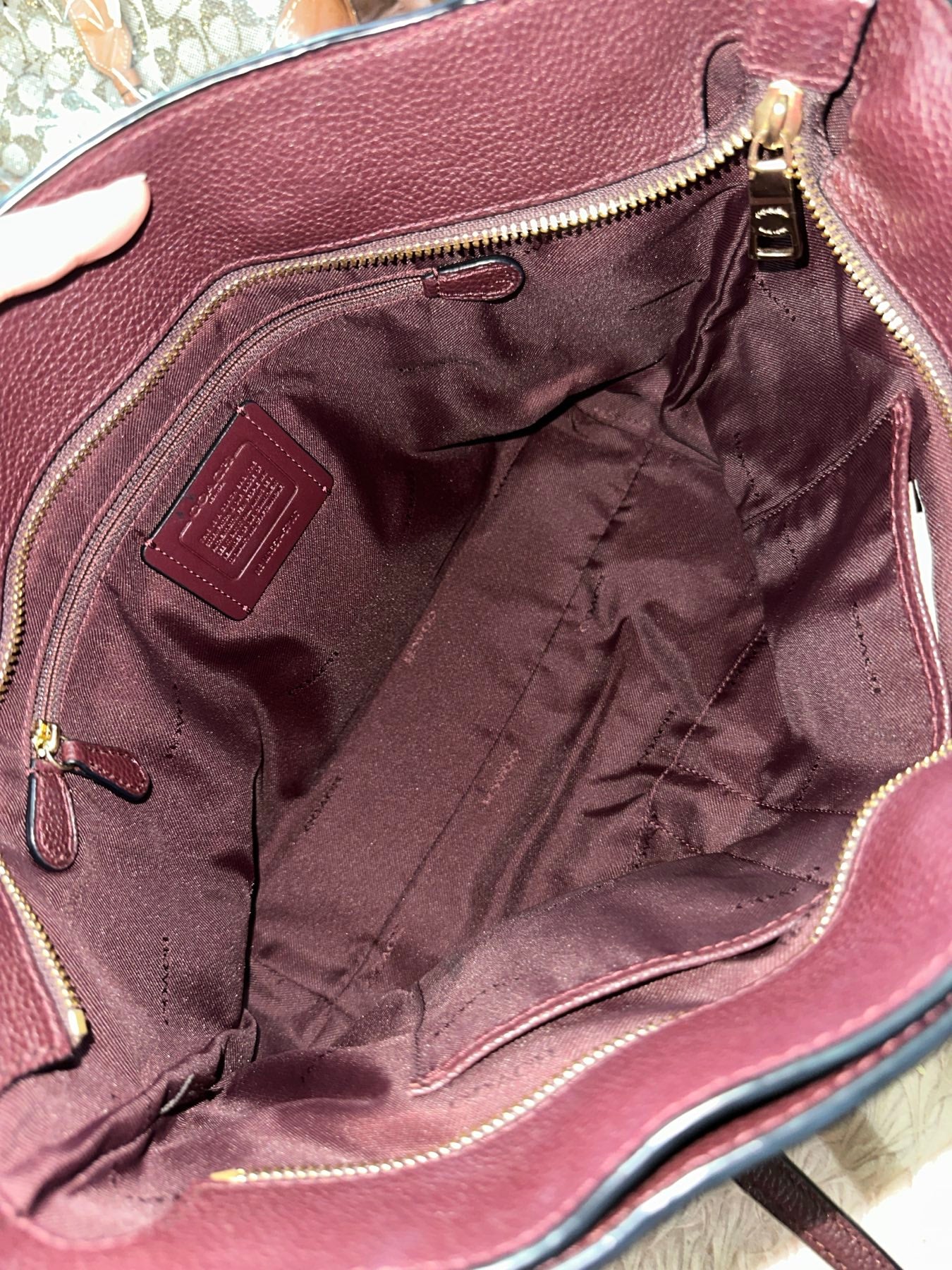 ORIG Preloved COACH Turnlock Chain 27 Tote Bag Maroon