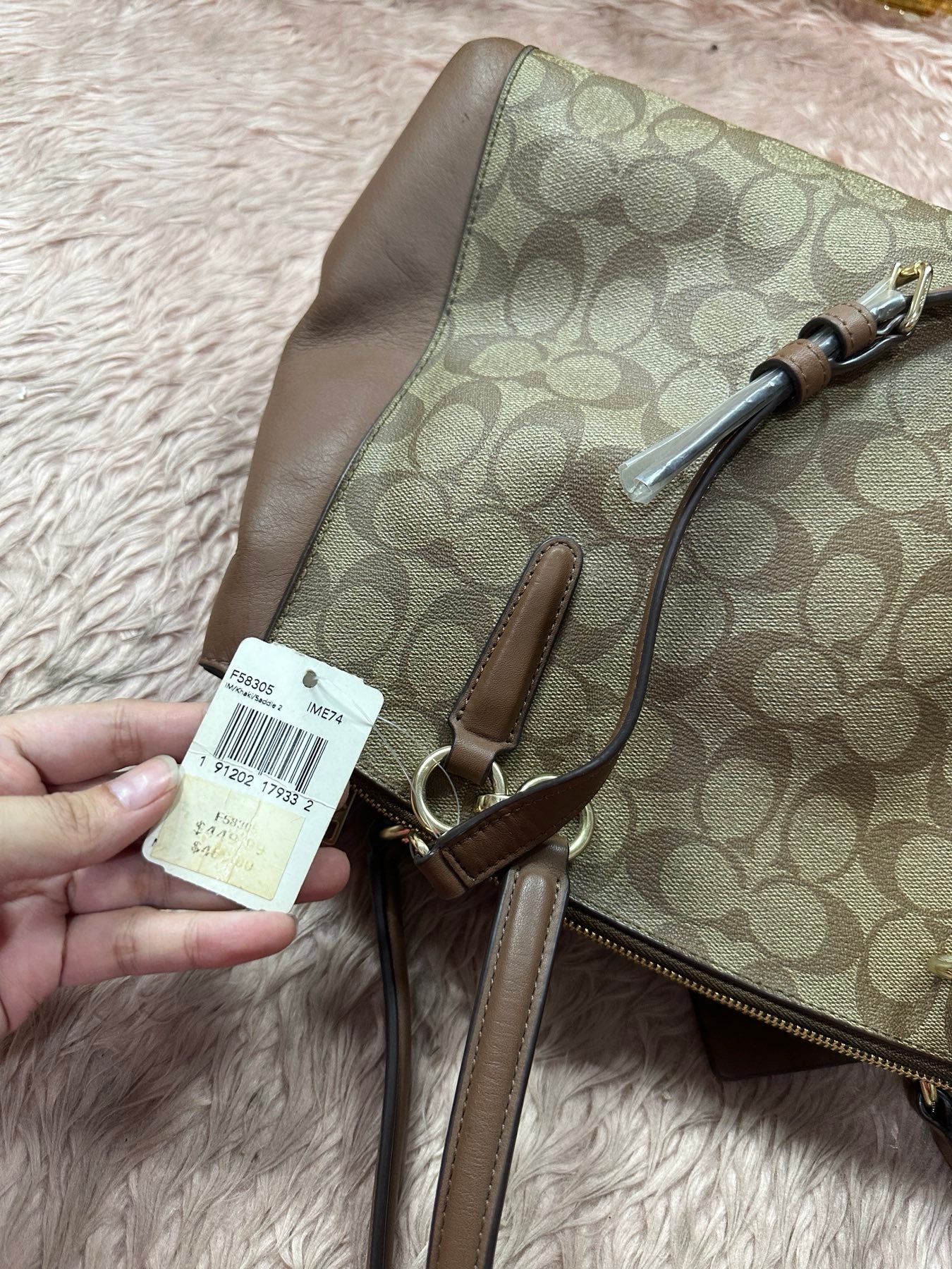 ORIG Preloved COACH CHRISTIE CARRYALL KHAKI LARGE TOTE SATCHEL BROWN BAG