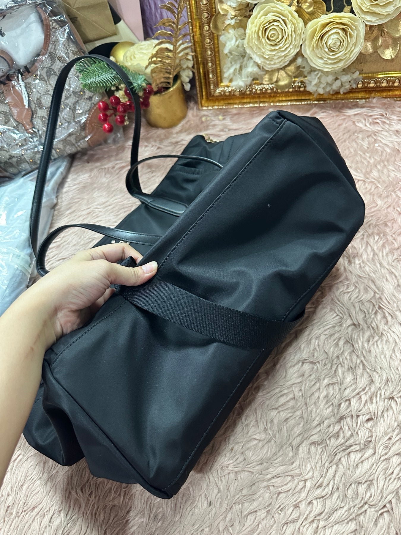 ORIG Preloved Kate Spade KS Chelsea Baby Large Tote Nylon Black Bag