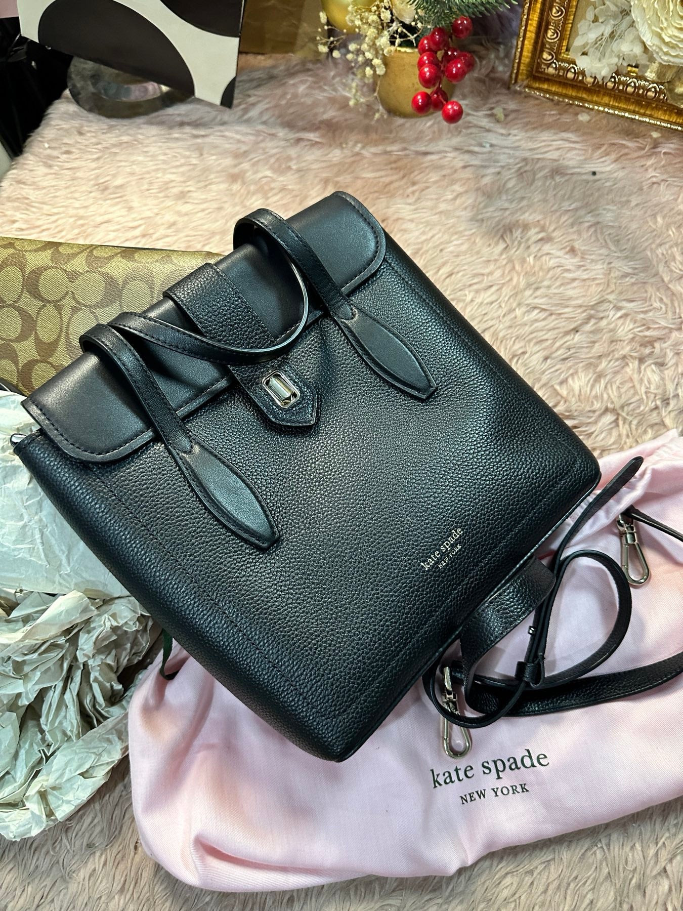 ORIG Preloved Kate Spade KS Retail Essential Medium North South Tote Black Bag