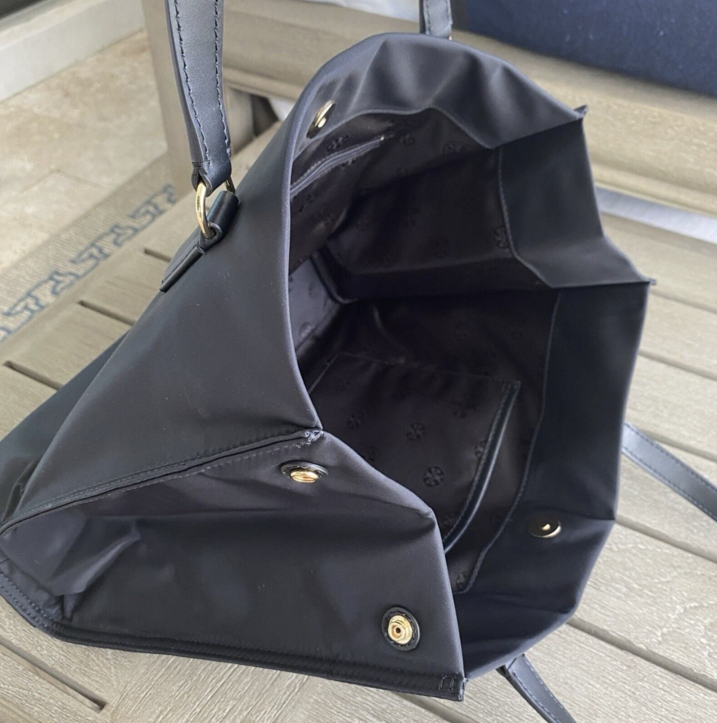 ORIG & IMPORTED Tory Burch TB Ella Small Nylon Tote Black Bag