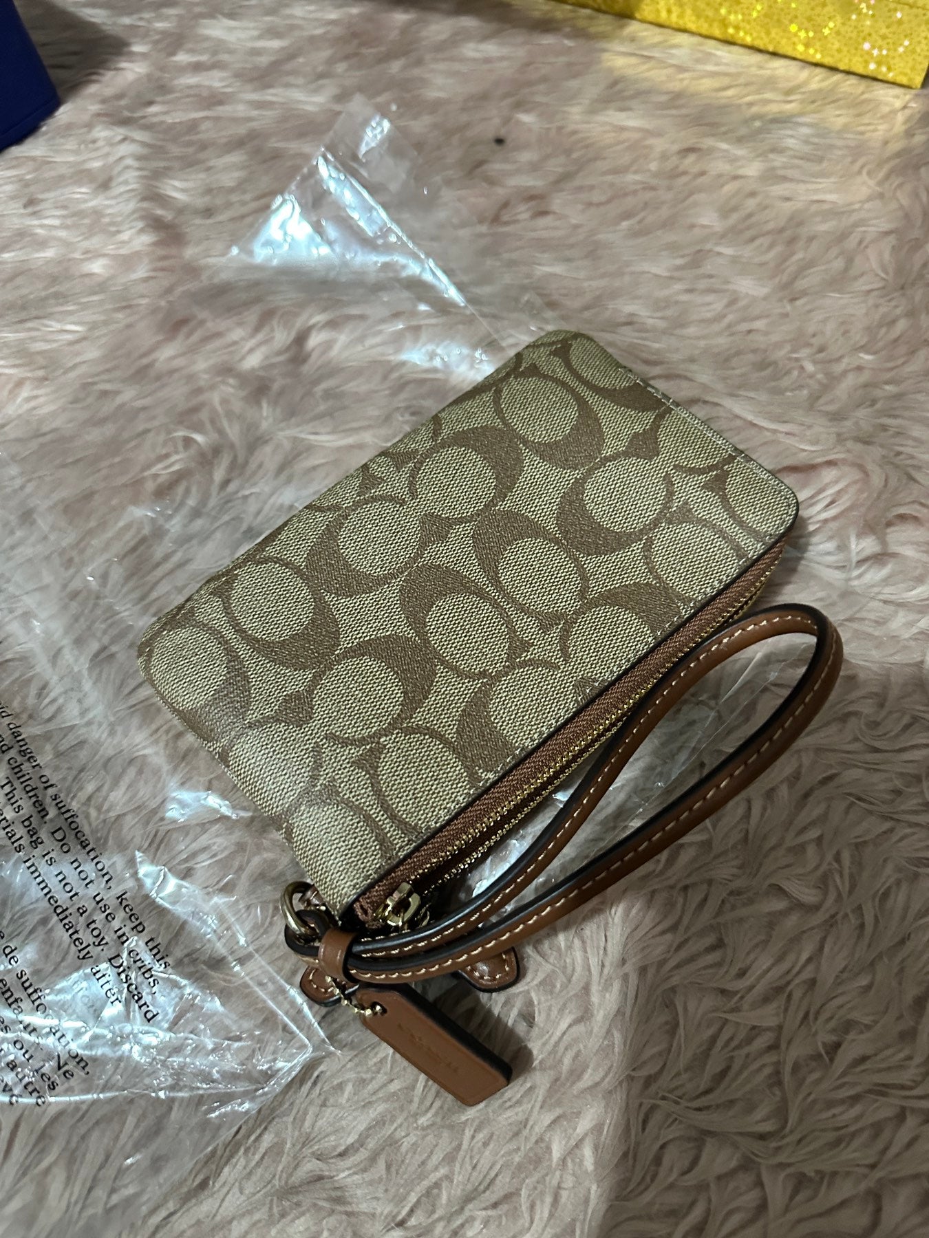 ORIG & IMPORTED COACH Boxed Skinny Id Case And Picture Bag Charm Set In Signature Canvas Brown/Red