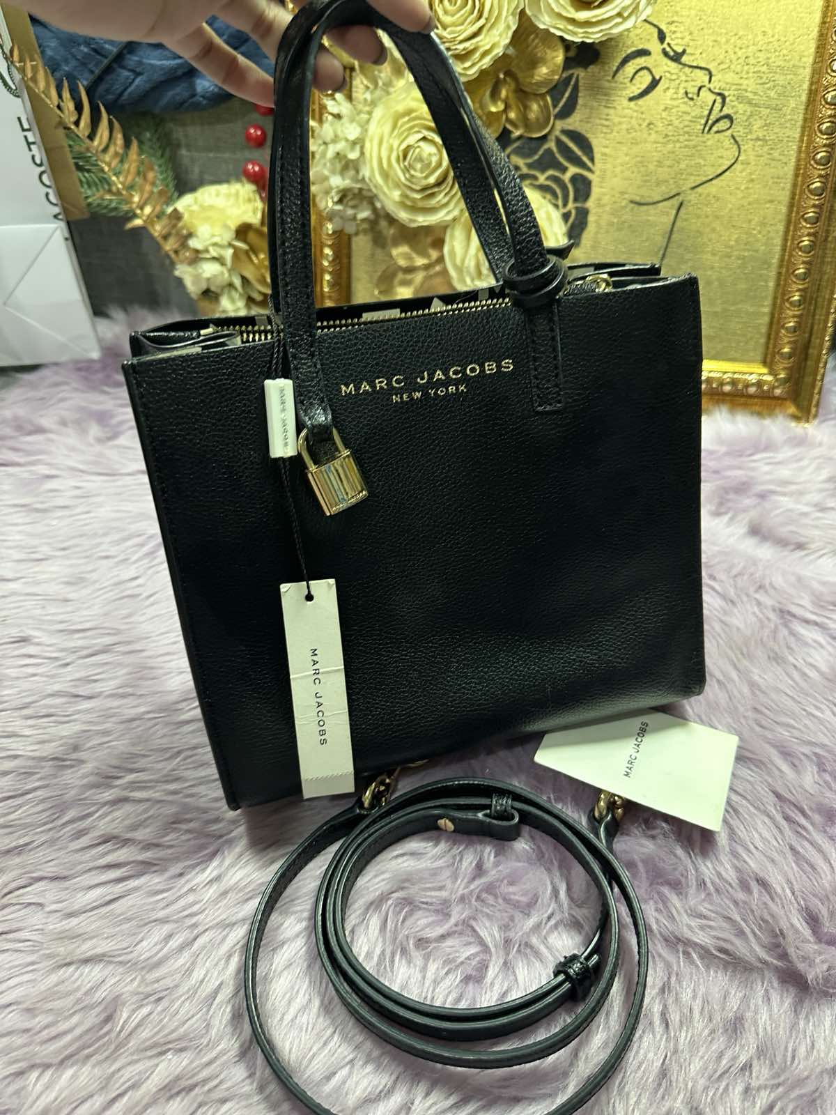 ORIG Preloved Marc Jacobs MJ Mini Grind Tote Bag in Black