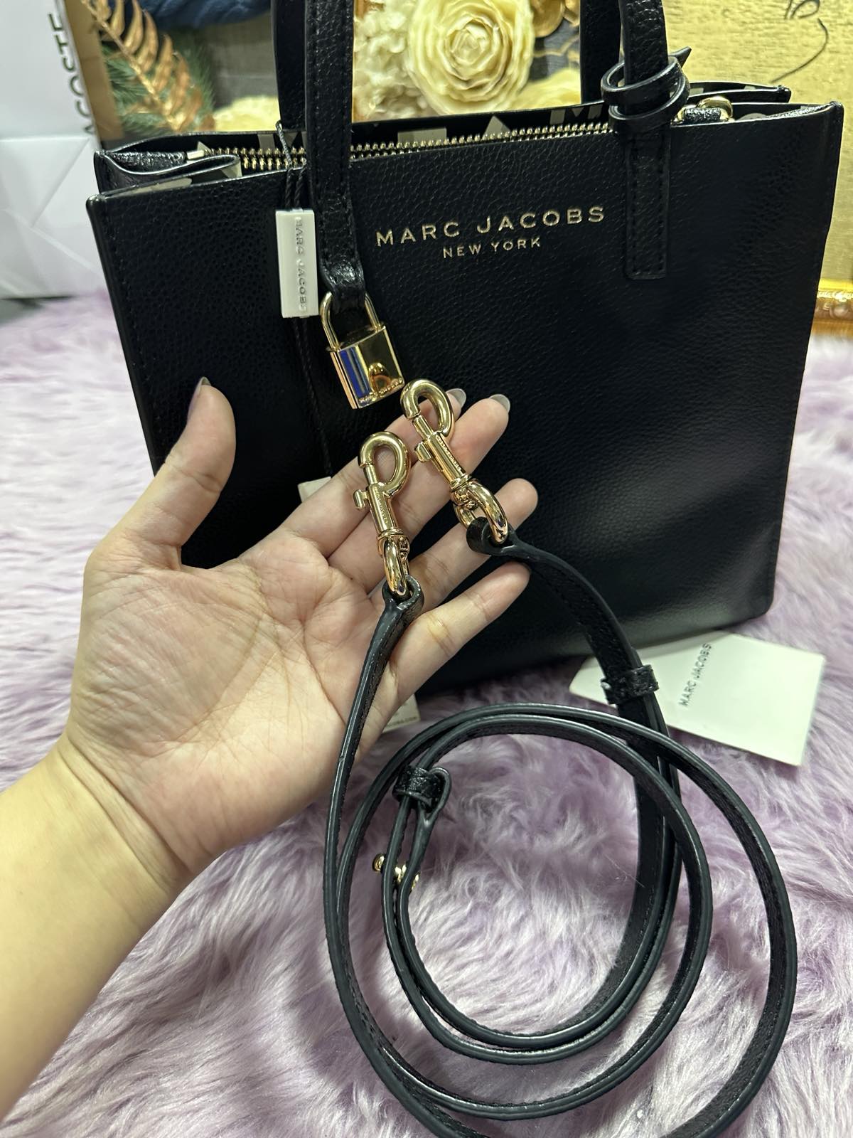 ORIG Preloved Marc Jacobs MJ Mini Grind Tote Bag in Black