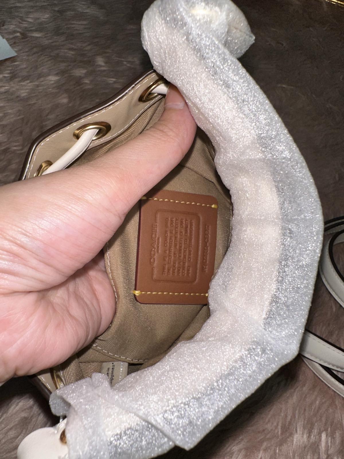 ORIG & IMPORTED COACH Dempsey Drawstring Bucket Pink Small Bag 15 in Signature Jacquard