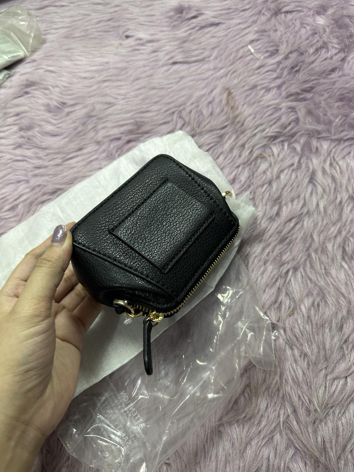 ORIG & IMPORTED Michael Kors Charlotte Small Pouch Key Fob Black Wallet Coin Purse