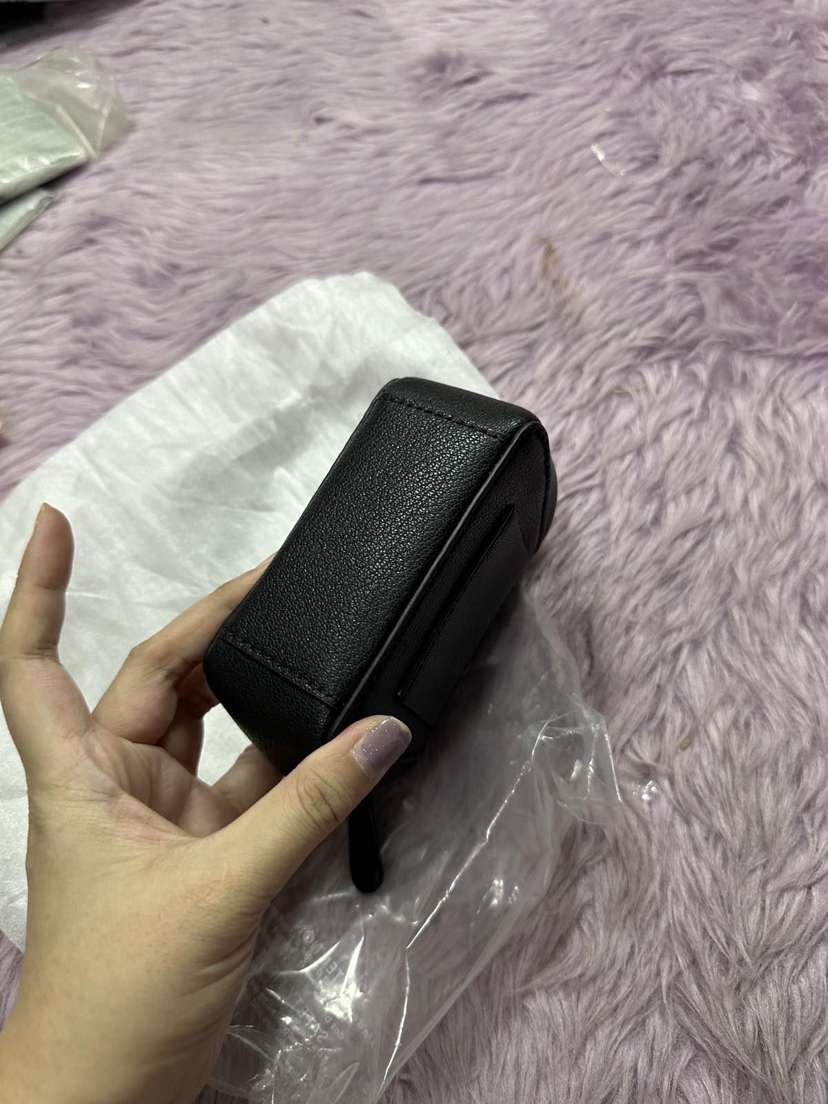 ORIG & IMPORTED Michael Kors Charlotte Small Pouch Key Fob Black Wallet Coin Purse